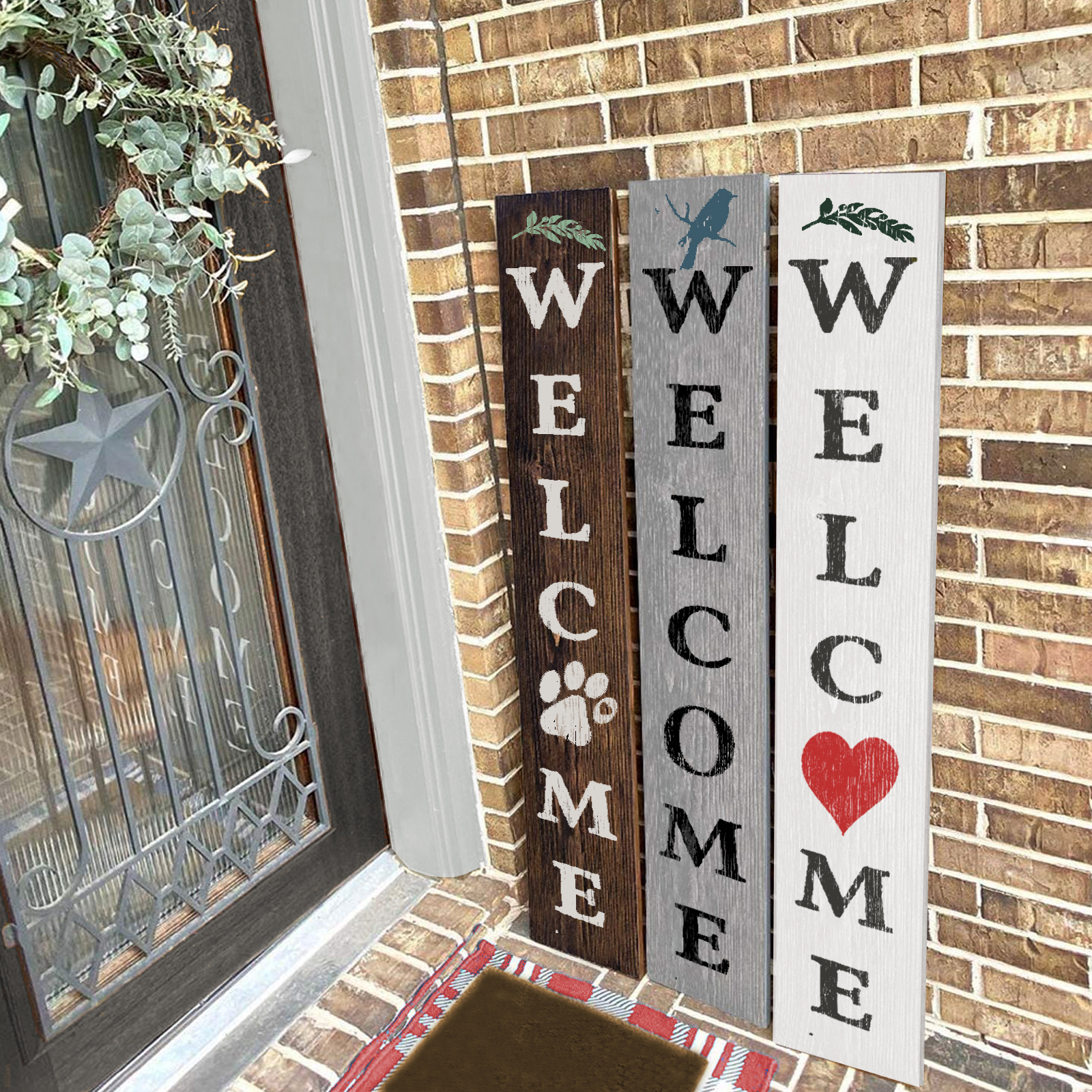 Large Welcome Sign Stencils - Set Of 3 Reusable Mylar Stencils For DIY Wood Signs