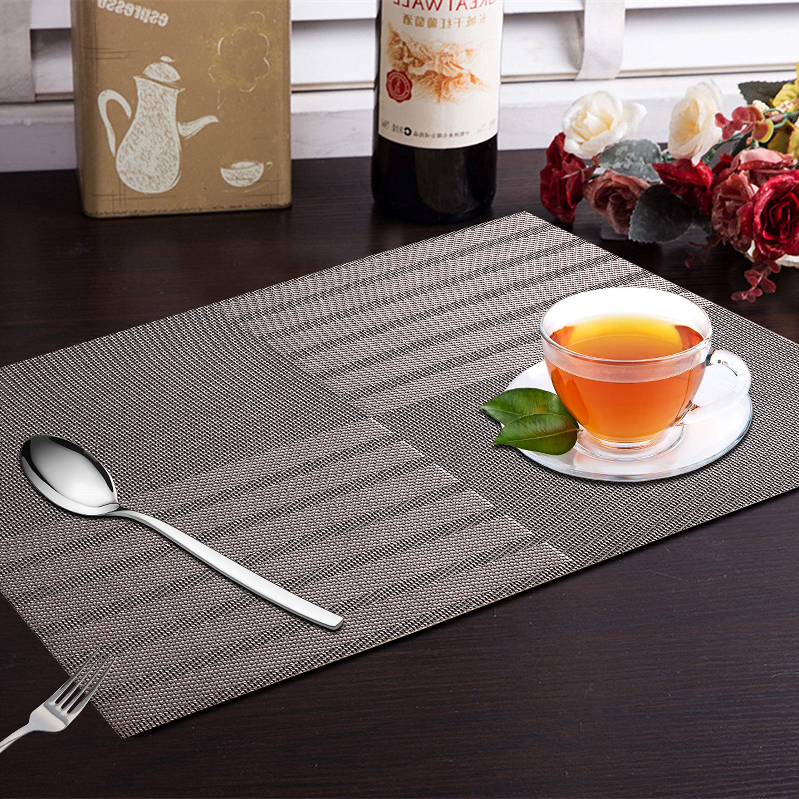 Yellow Weaves Placemats & Runner Set - Beige Brown -30