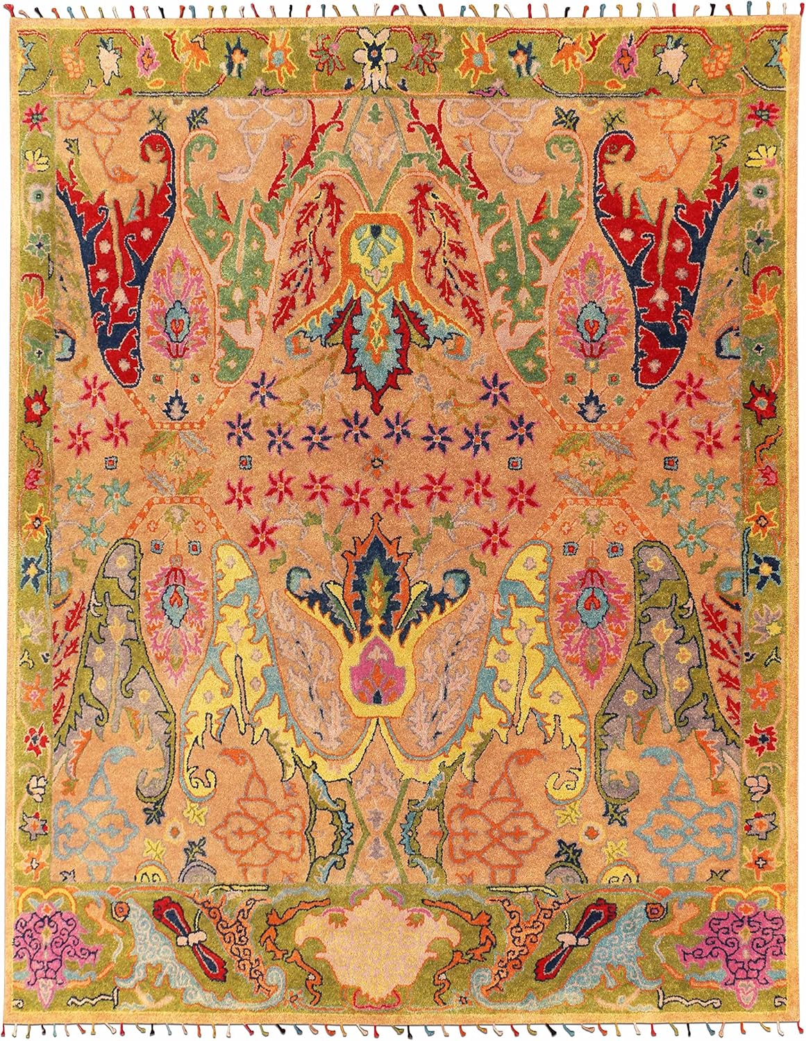 New Morris Pink Handmade Tufted Traditional Oriental Style 100 Woolen