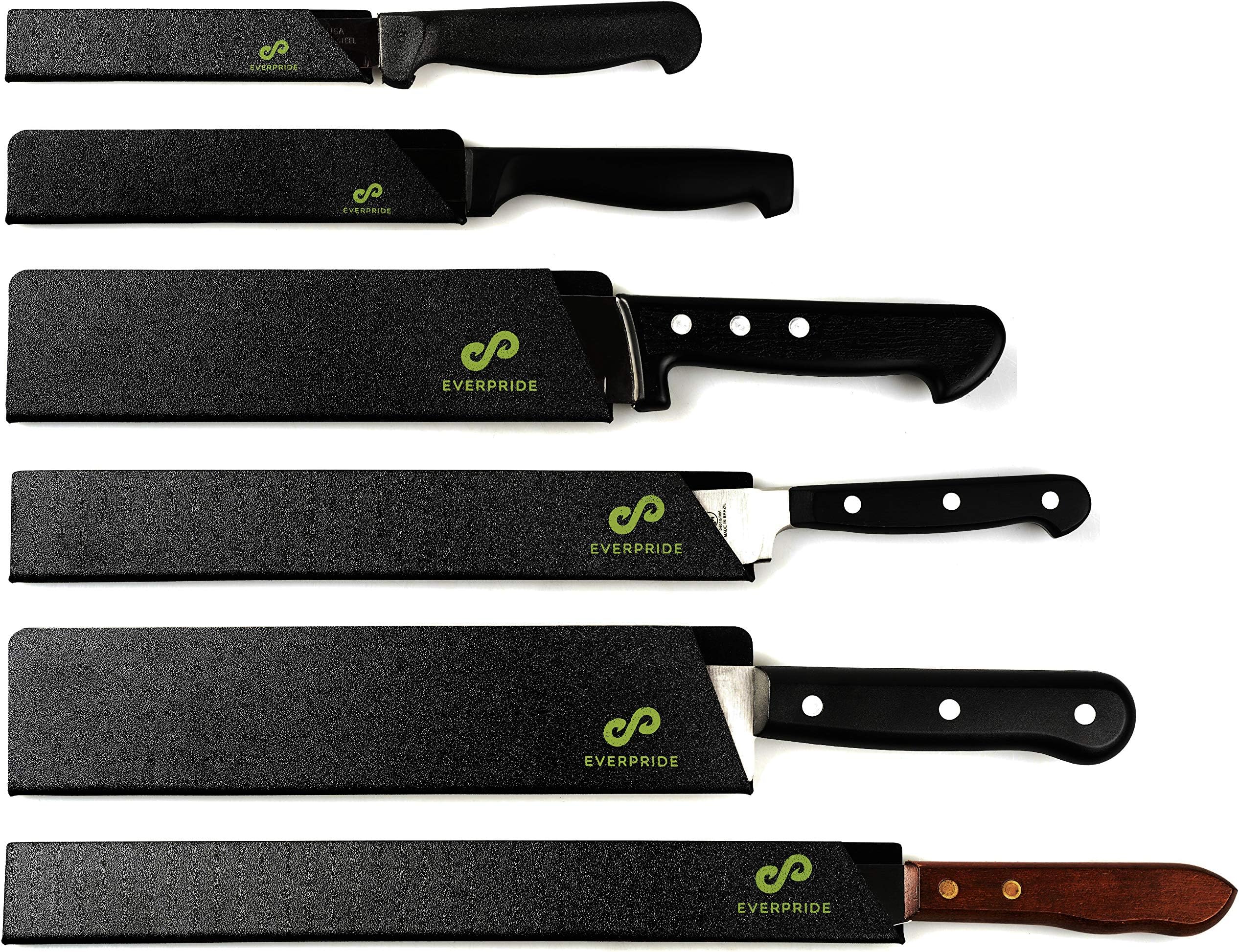 Chef Knife Sheath Set (6-Piece Set) Universal Blade Edge Cover Guards for Chef’s and Kitchen Knives – Durable, BPA-Free, Felt Lined, Sturdy ABS Plastic – Knives Not Included