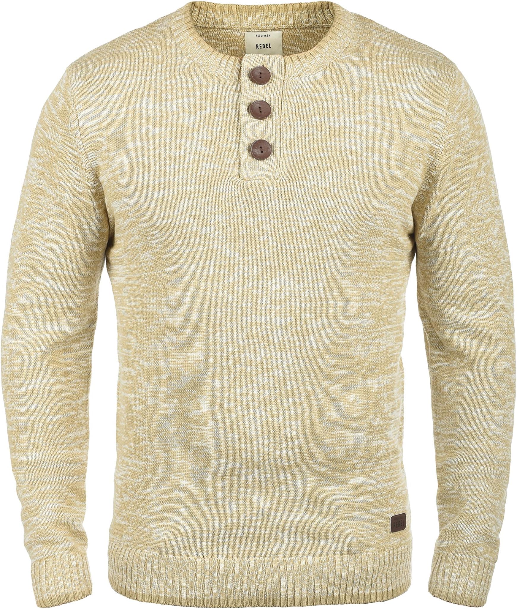 Redefined Rebel Mateo Men's Knit Pullover, Size:L, Colour:Sand