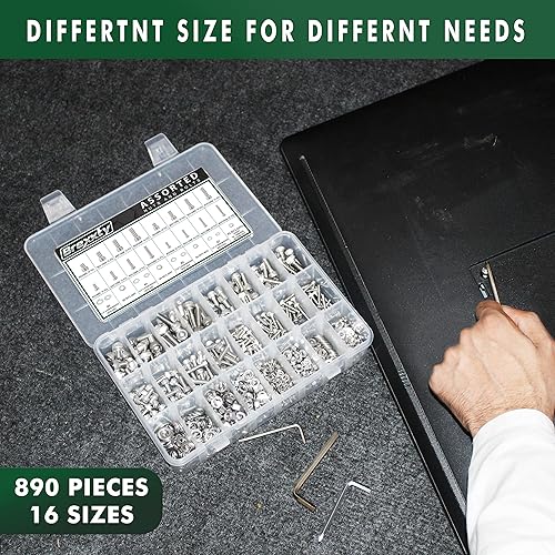 Miniatura 9 de Kit surtido de tornillos métricos M6 M5 M4 M3 de 30 tamaños, kit de tornillos y tuercas métricas (con arandelas y llave Allen) Tornillos de cabeza