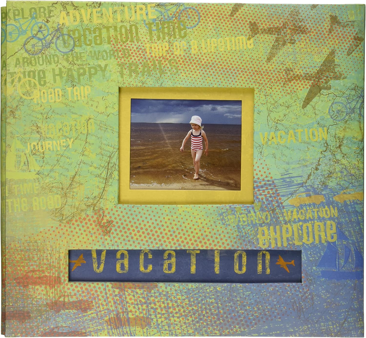 K&Company Happy Trails Postbound Album, 12-Inch-by-12-Inch, Vacation