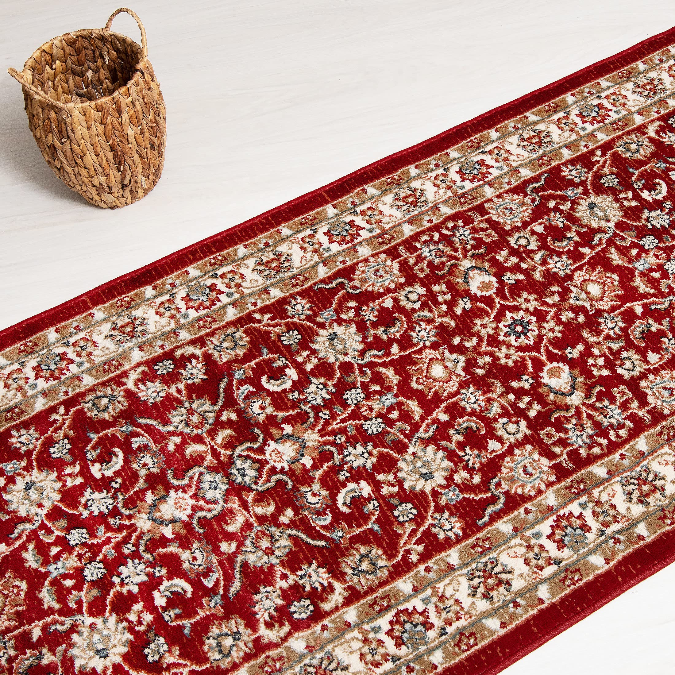 Carpeto Alfombra Pasillo 80x300cm Rojo Clásico Tradicional Oriental Vistoso