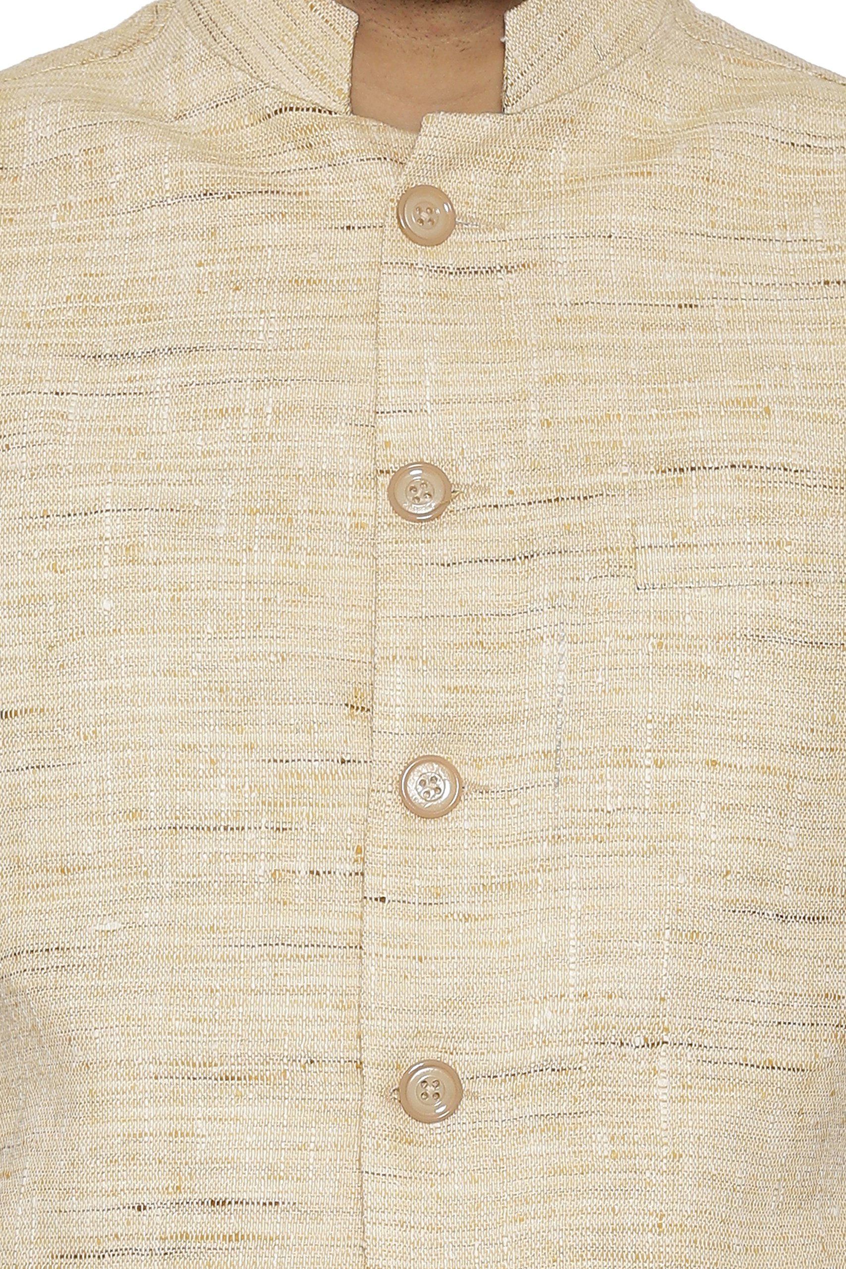 WINTAGE Men's Pista Tailored Fit Party/Festive Indian Nehru Jacket Vest Waistcoat : Beige 3