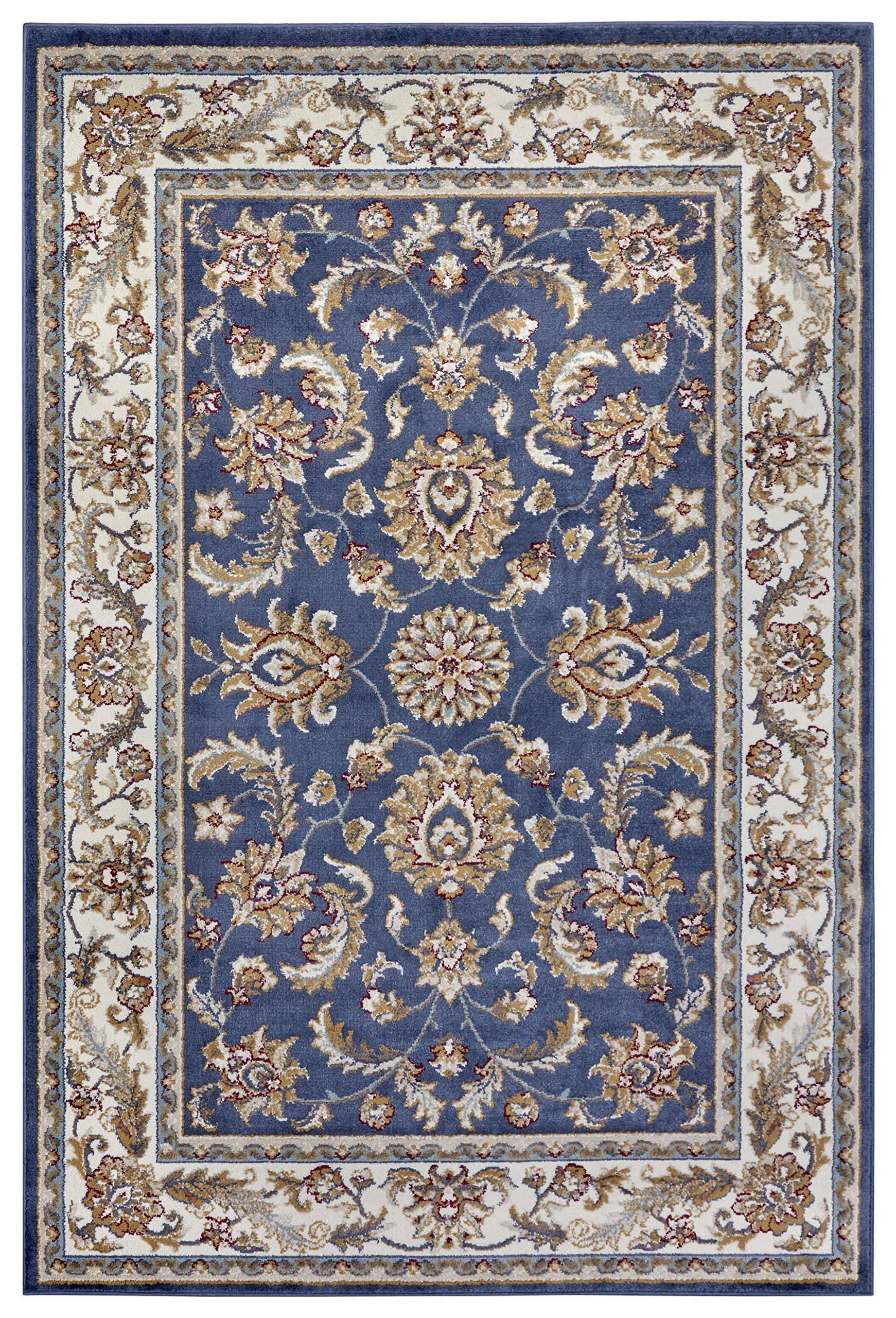 Hanse Home Reni Tapis Oriental – Tapis Oriental Classique tissé serré avec Ornements et Motifs Floraux à Poils Courts Doux pour Chambre à Coucher, Salle à Manger, Salon, Couloir - Bleu crème, 140 x
