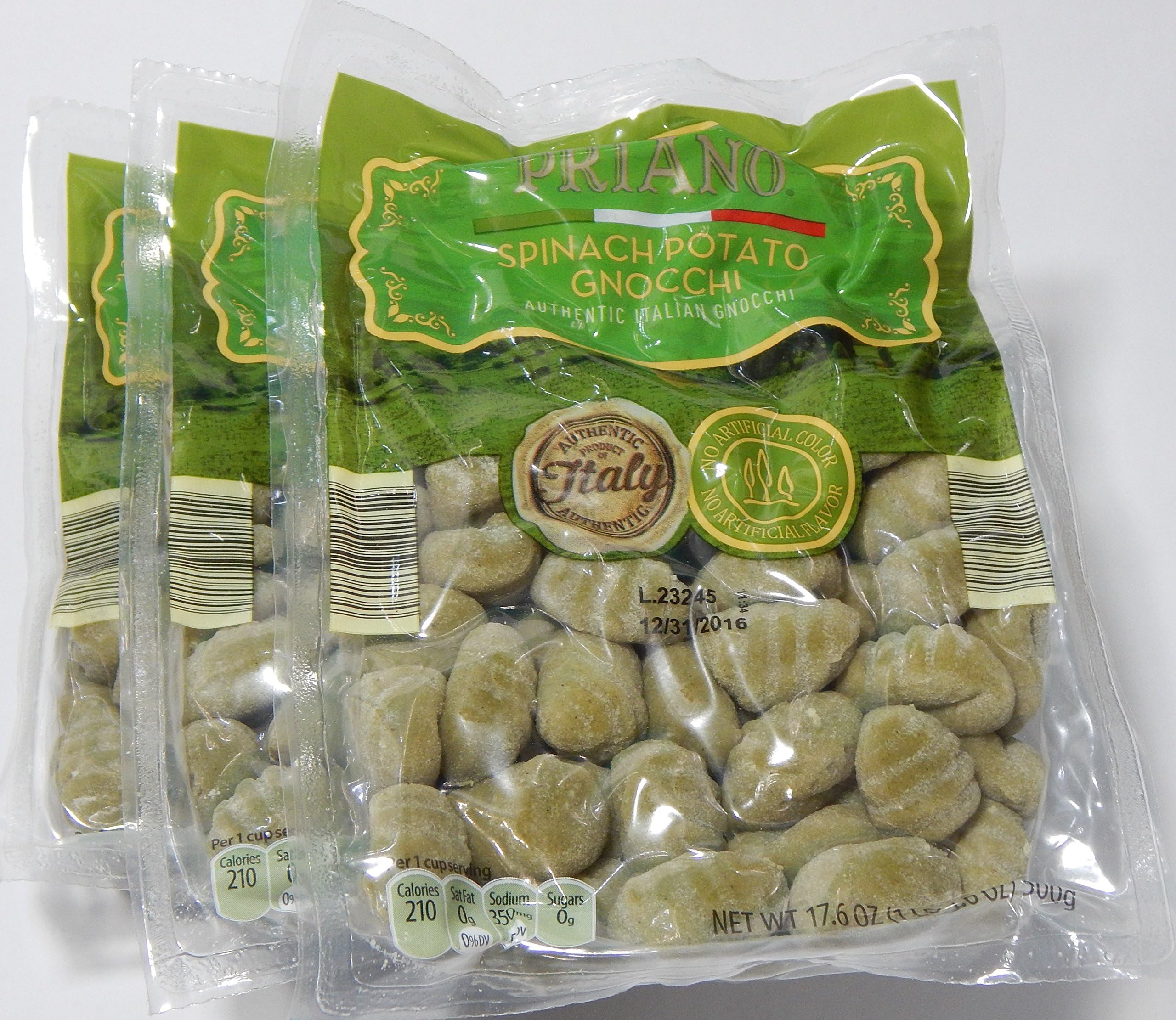 Priano Authentic Italian Spinach Potato Gnocchi 17.6-oz. (Pack of 3)