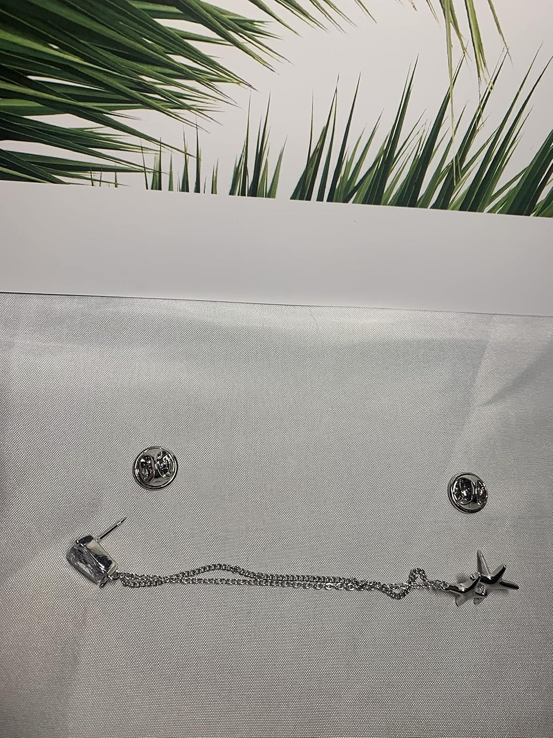 Silver alloy zircon star tassel chain brooch pin square accessory corsage anti-glare - Image 5