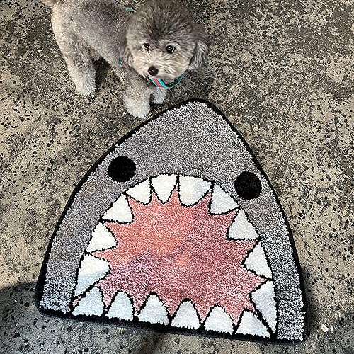 Miniatura 6 de TRUEDAYS Alfombra de baño con forma de tiburón, antideslizante, extra suave y absorbente, alfombra de baño de microfibra para baño, bañera y ducha,