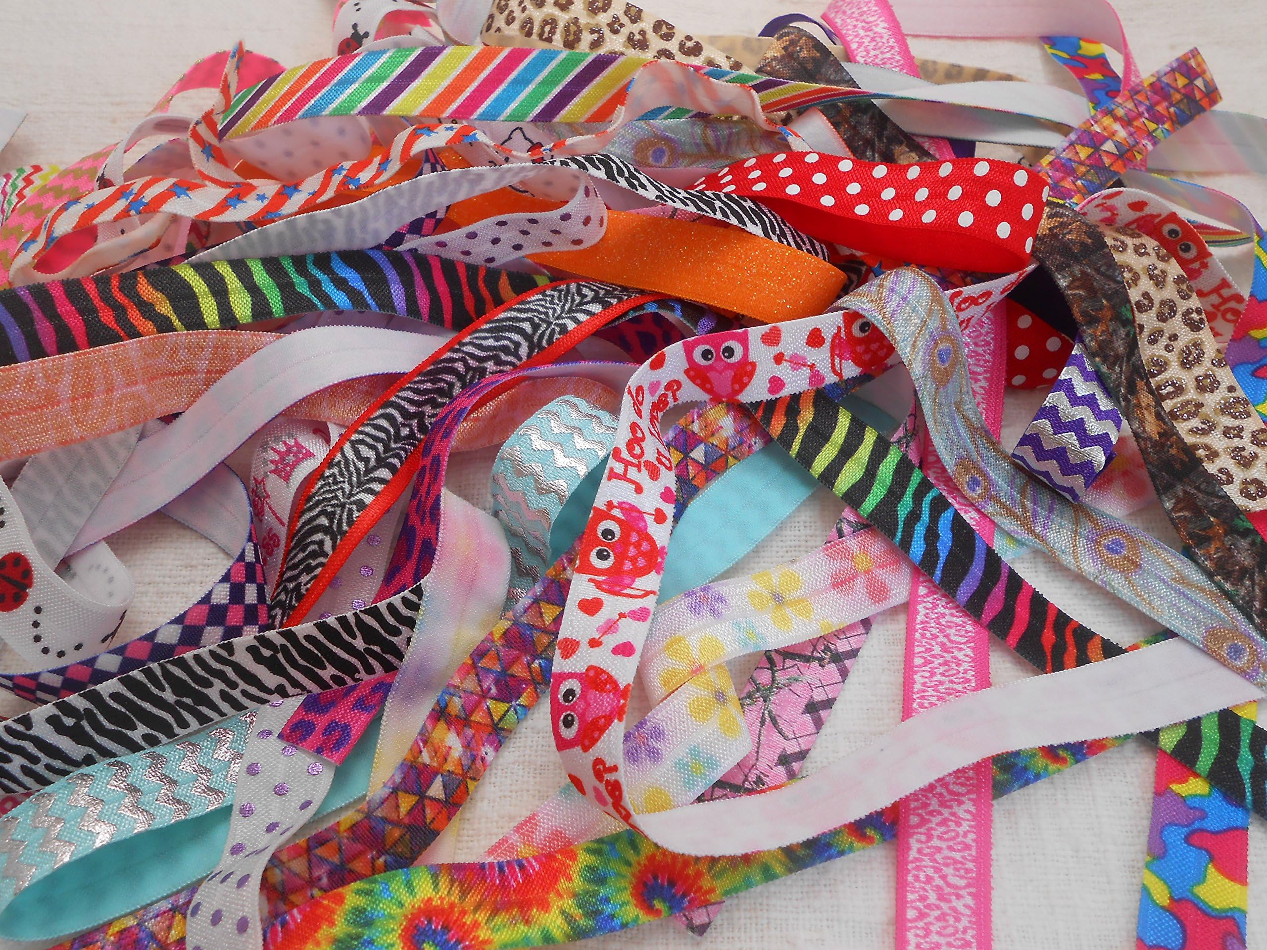 Grab Bag PRINTED Fold Over Elastic -10 Yards- FOE - 5/8 ", Choose Your Color- PRINTED Color -Headband elastic,wholesale elastic