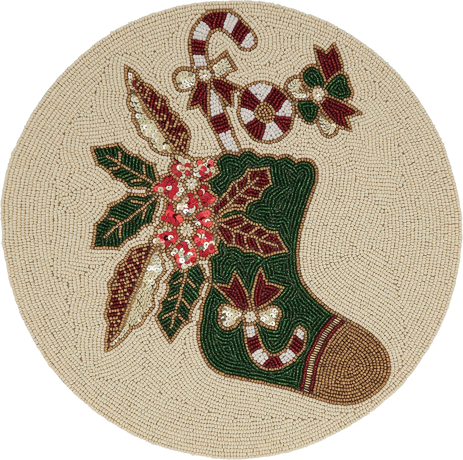 Beaded Christmas Stocking Placemats (Set of 4)