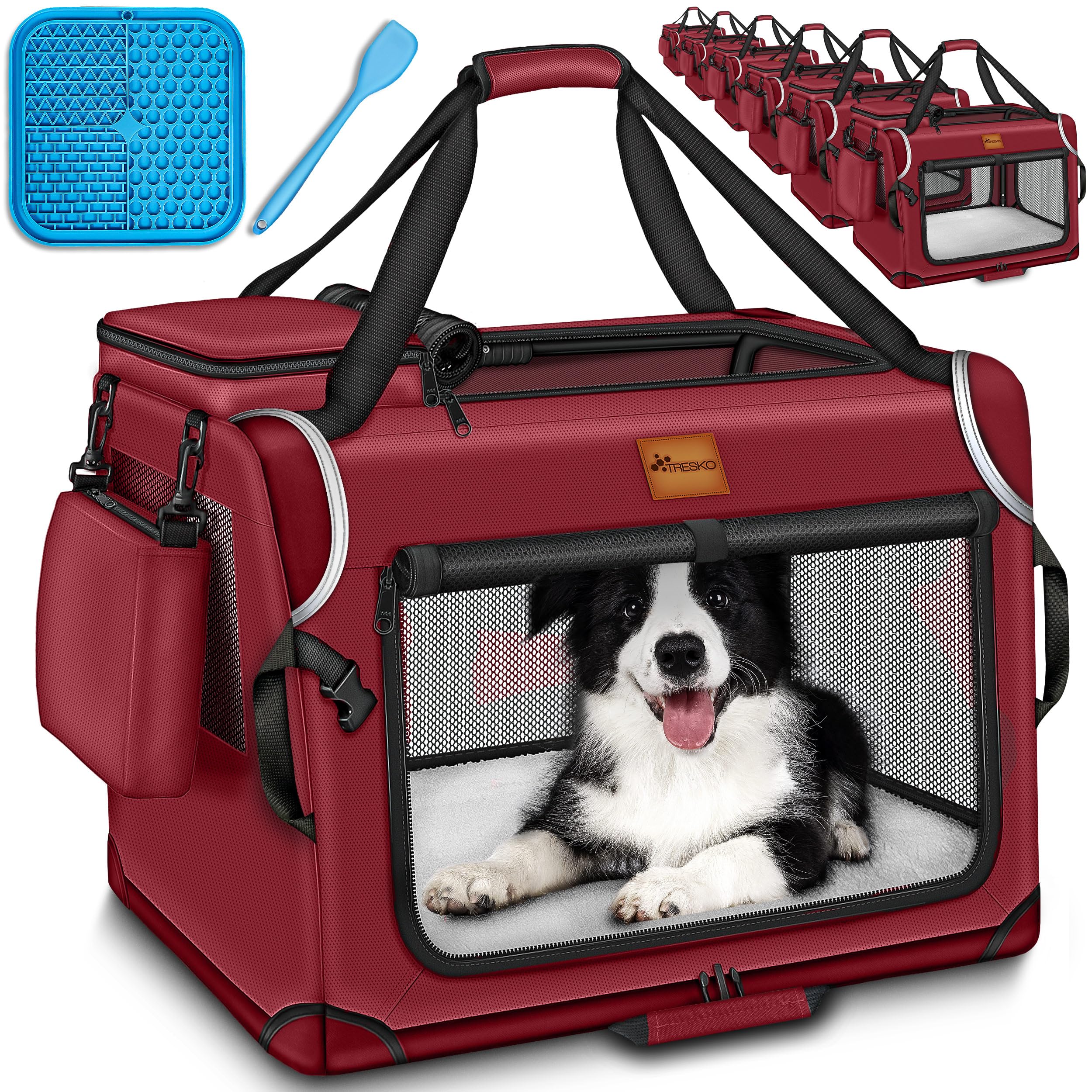TRESKO® - Box per cani pieghevole, con tappetino per perdite e spatola, trasportino robusto per cani e gatti di taglia piccola e grande, S (50 x 34 x 34 cm), color antracite
