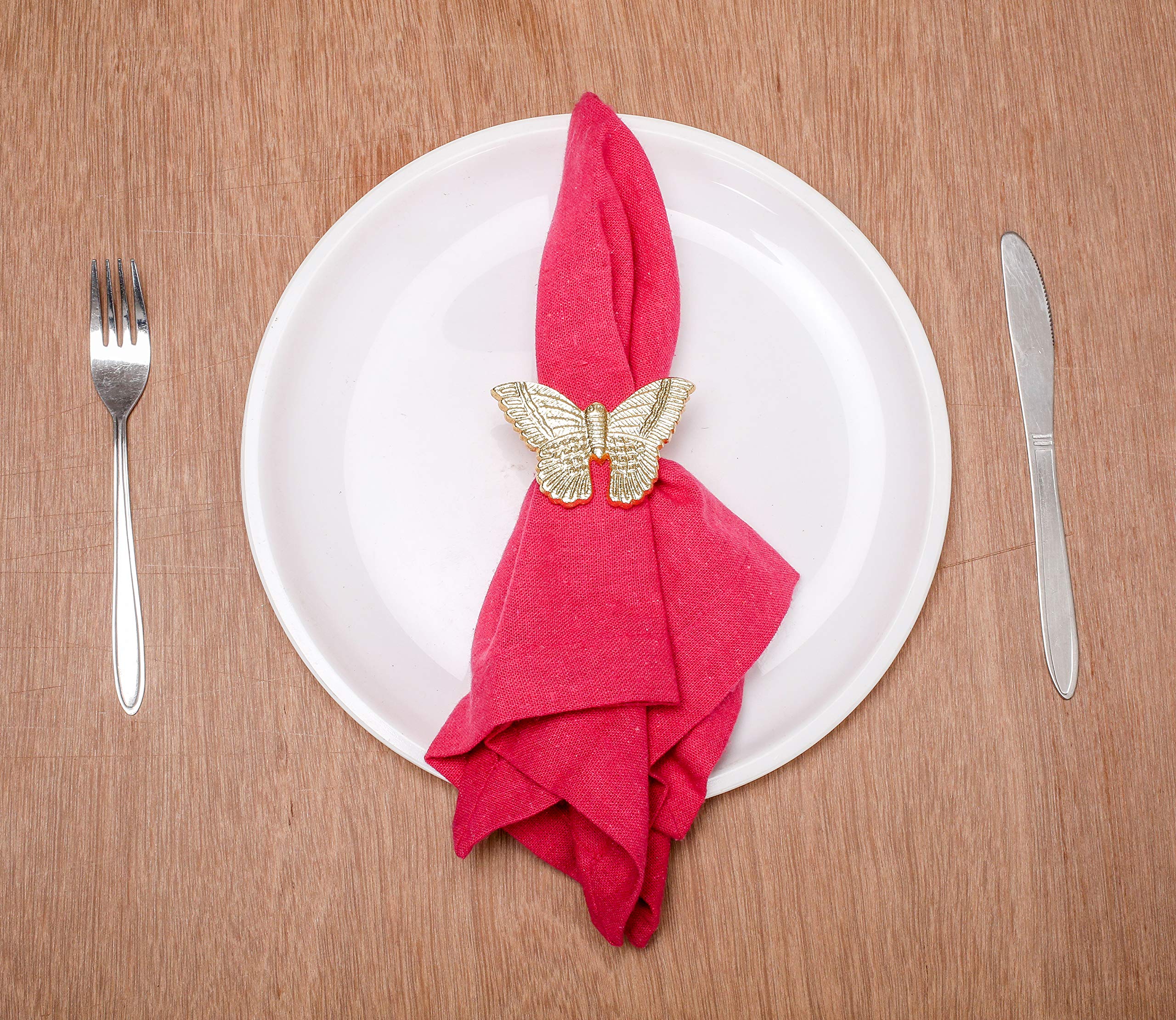 Elegante juego de 12 servilleteros | Servilleteros de mariposa de oro cepillado para bodas, cenas, decoración de mesa de comedor y eventos especiales | Fácil de limpiar, duradero y versátil ALPHA