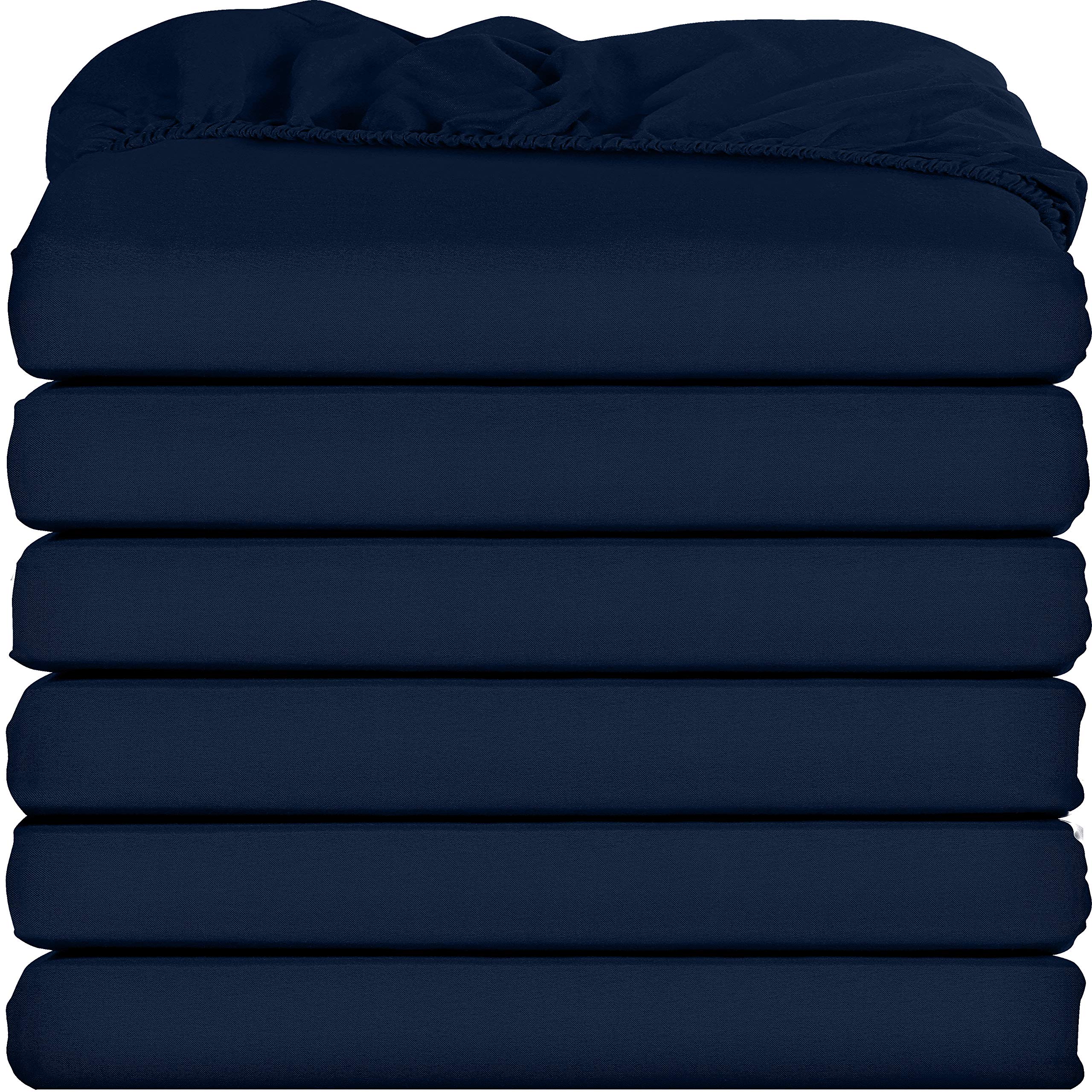 Utopia Bedding Queen Fitted Sheets - Bulk Pack of 6 Bottom Sheets - Soft Brushed Microfiber - Deep Pockets - Shrinkage & Fade Resistant - Easy Care (Navy)