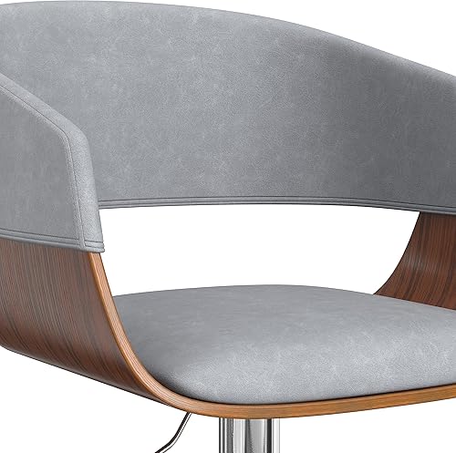Miniatura 92 de SIMPLIHOME Lowell Taburete de bar giratorio ajustable, silla tapizada de metal de 33 pulgadas de altura del asiento en tela de aspecto de lino gris