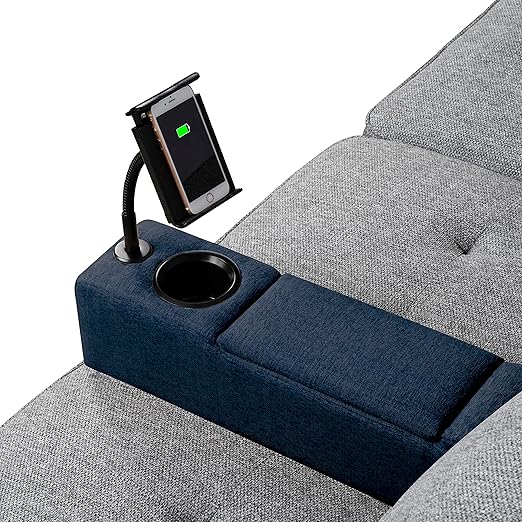 FAGAGA Sofa Armrest with Cup Holder, Navy Removable Couch Arm Cup