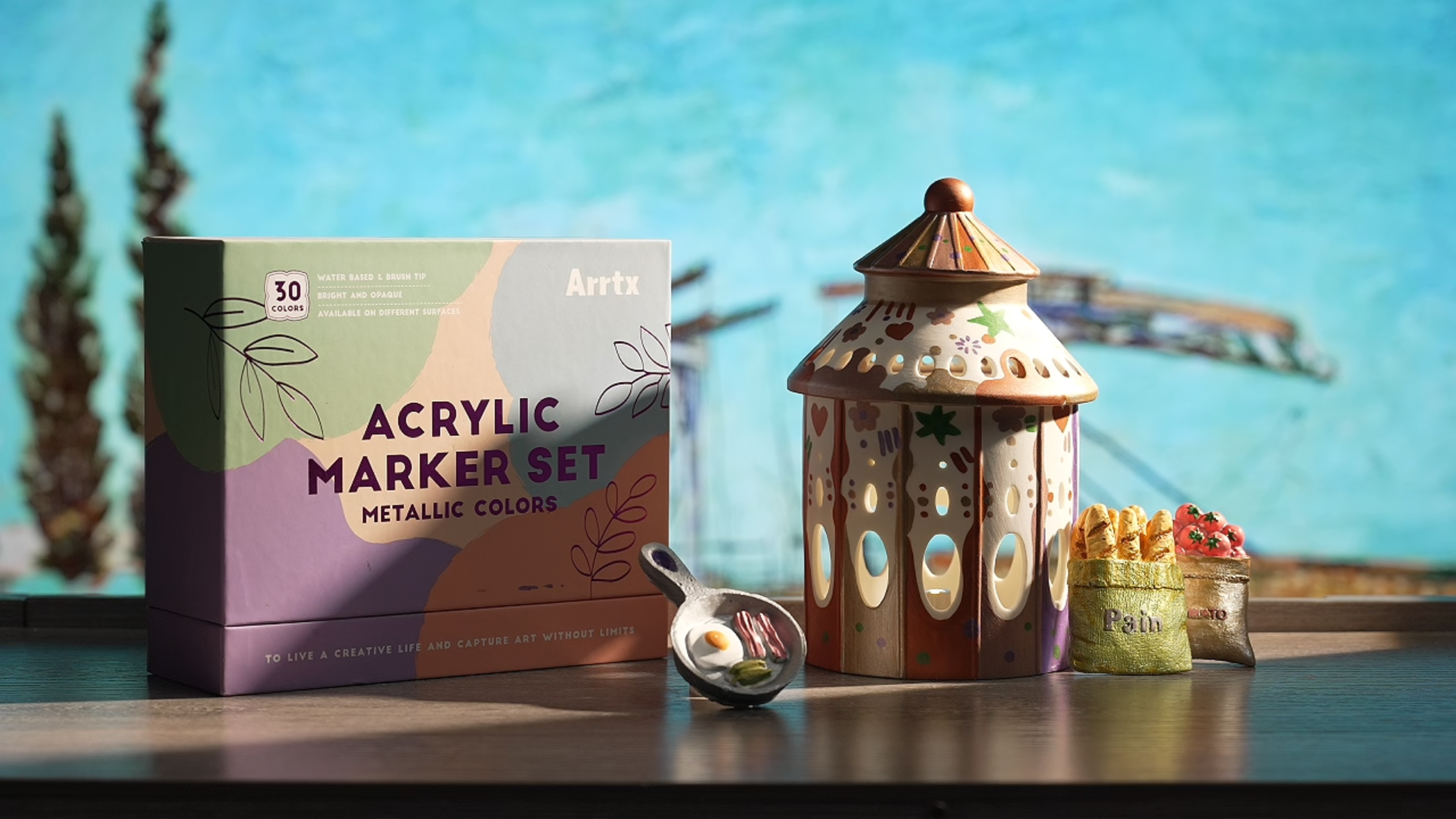 Amazon | Arrtx メタリックアクリルペイントマーカー 30色 ブラシ先端