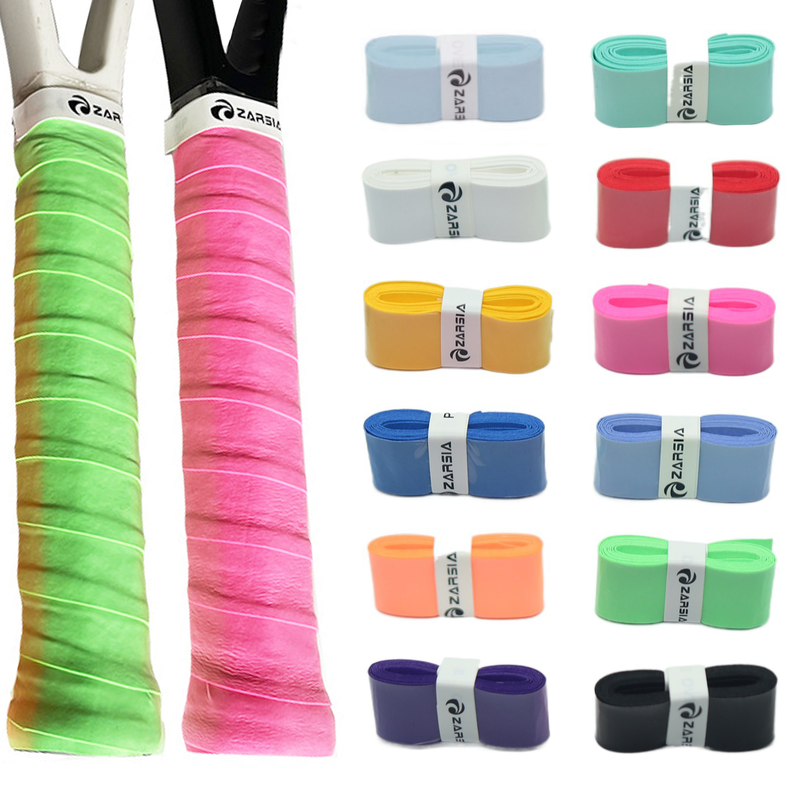 Lot 12 Grips Anti-dérapants – Pour Tennis, Badminton, Padel, Squash, Ou Guidon – Absorption Transpiration, Faciles à Poser