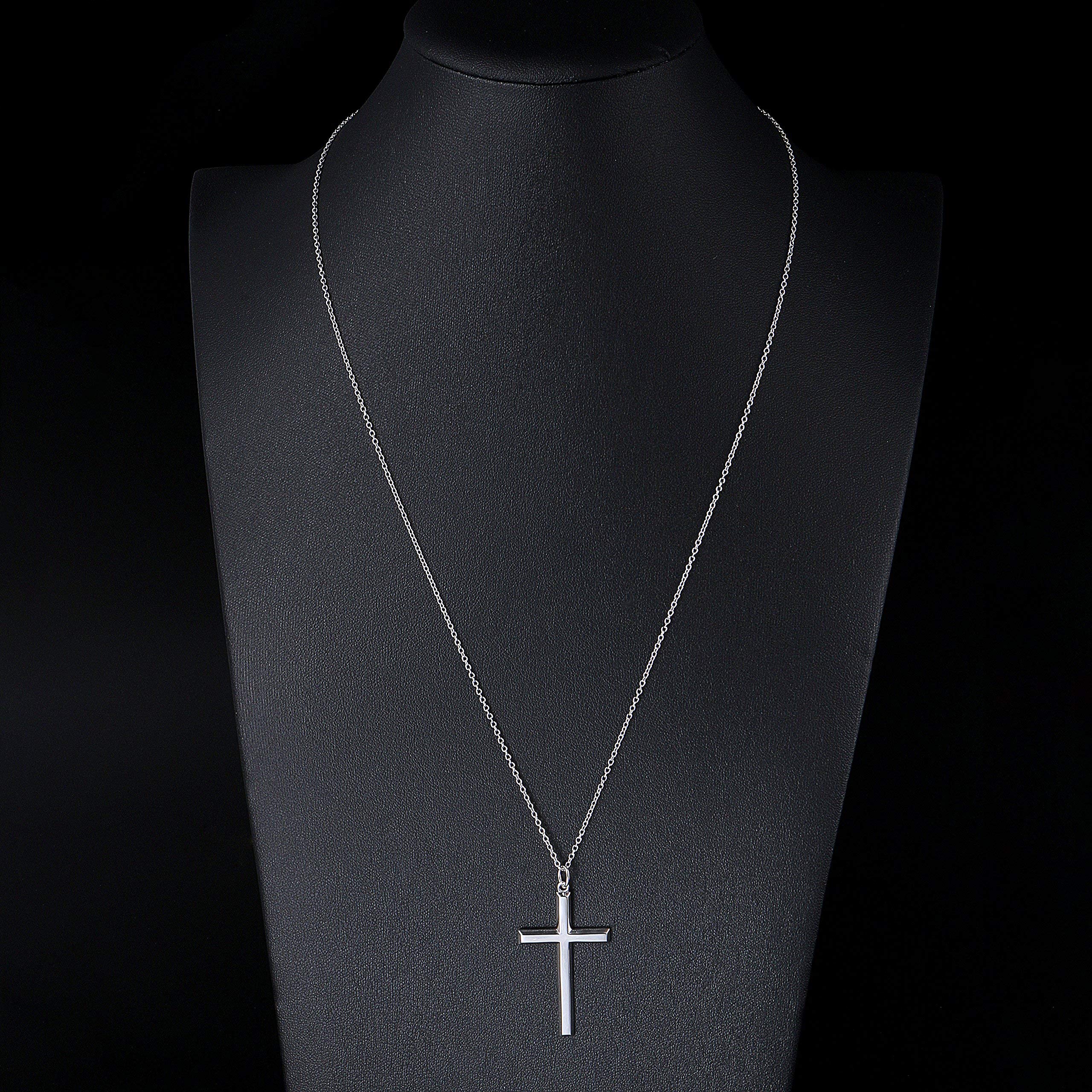DAOCHONG Collier fête des pères pour homme en argent sterling 925 avec croix classique, chaîne-24