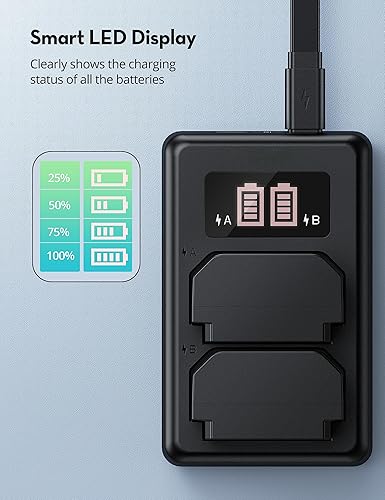 Miniatura 4 de Batería de cámara NP-FZ100, paquete de 2 cargadores de batería de repuesto de 2250 mAh compatibles con Sony A7iii, A7R V, Alpha A7C, A7R III, A7R