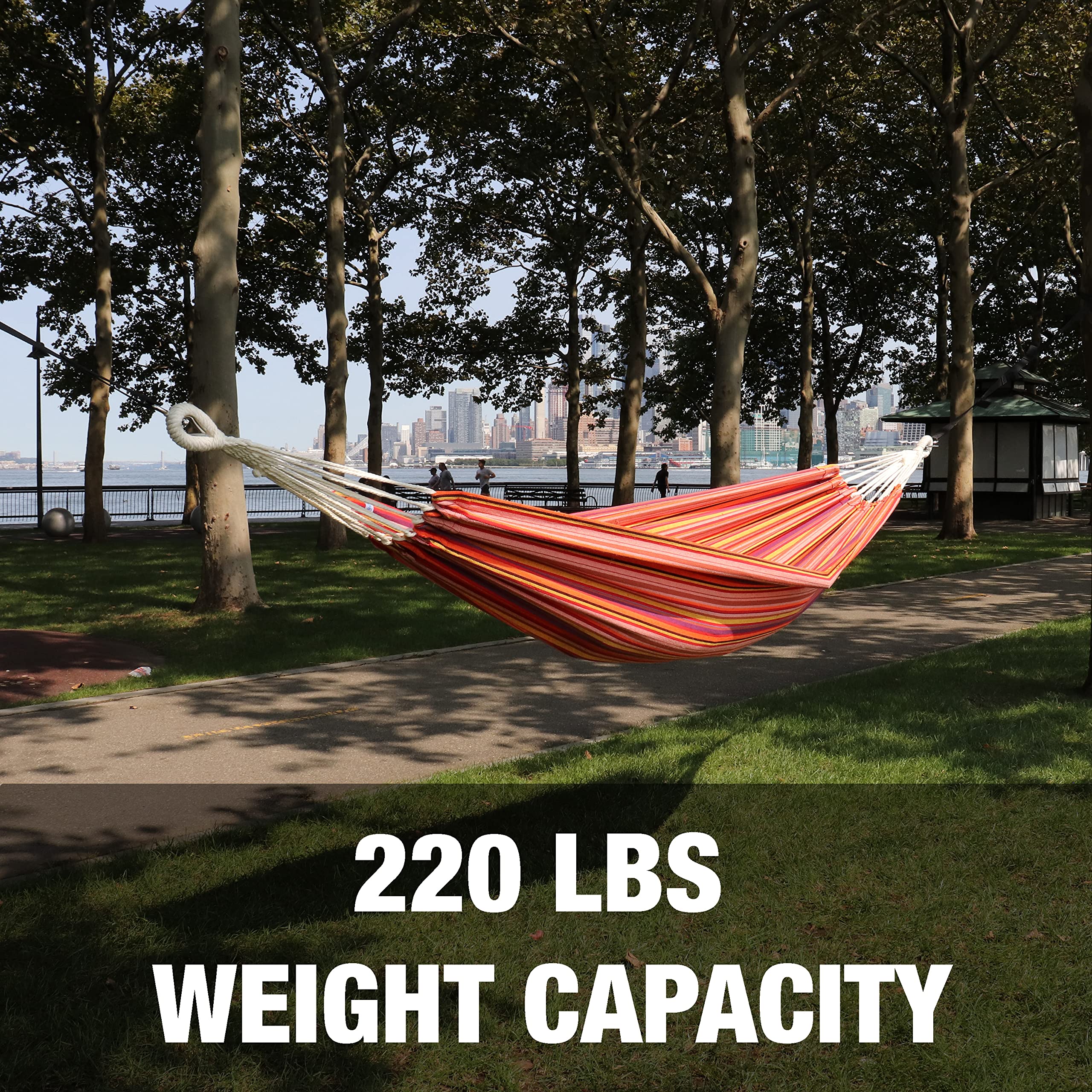 Bliss Hammocks BH-400-TA 101.6 cm szeroki hamak z ręcznie tkanymi pętlami linowymi i osprzętem do zawieszenia, na zewnątrz, patio, podwórko trwały, mieszanka bawełny i poliestru, nośność 99 kg, tosty