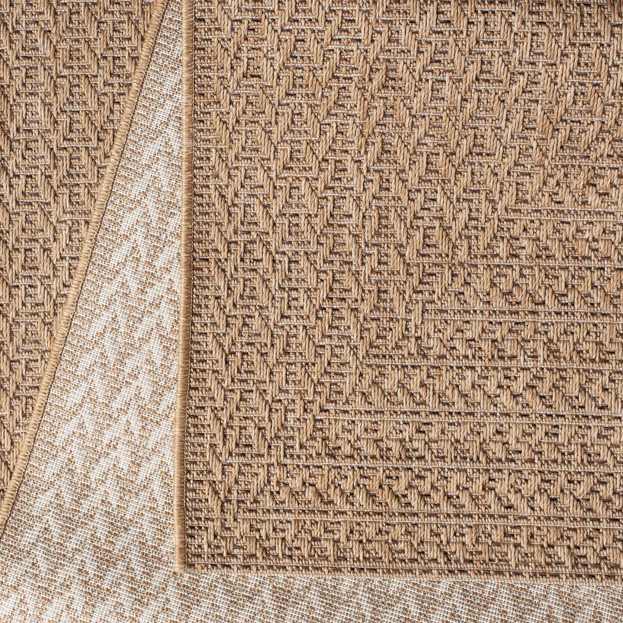 Taracarpet In- & Outdoor Teppich Wohnzimmer im Boho Jute-Look wetterfest für Balkon, Terrasse, Wintergarten, Schlafzimmer, Küche - Strapazierfähig & Robust und Pflegeleicht beige 3 200x280 cm