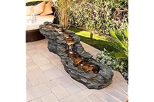 Alpine Rocky River Stream Water Fountain with LED Lights