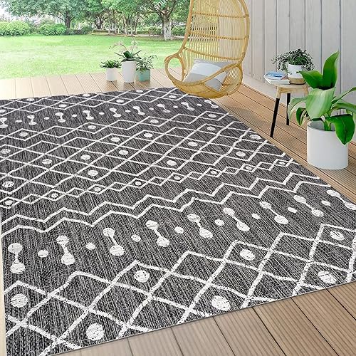 Eyely BMS131E-4 - Alfombra tribal bohemia para interiores y exteriores, estilo bohemio, de transición, rústica, dormitorio, cocina, patio trasero,