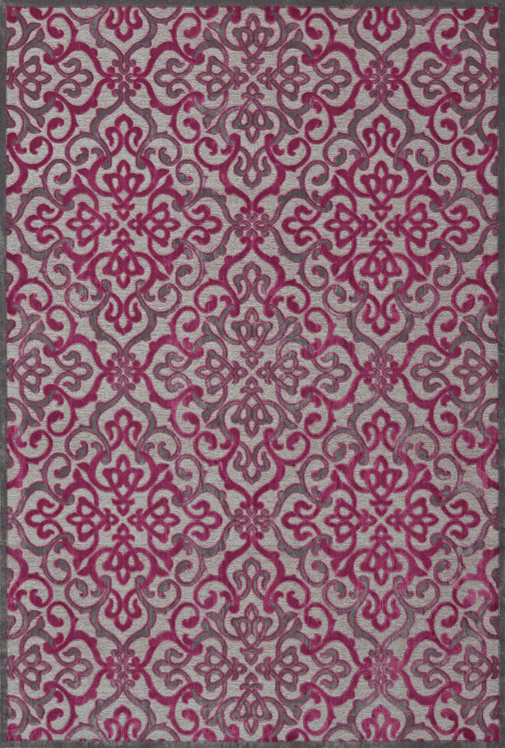 Saphir Rubus Area Rug, 2'6" x 8', Pewter/Raspberry
