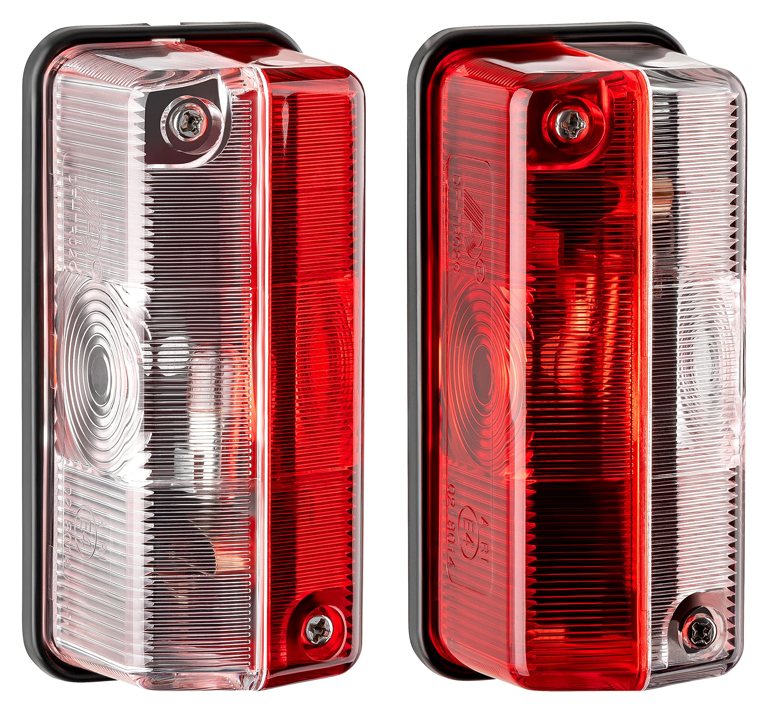 2 Luci Di Posizione LED Rosse Per Camion, Rimorchi E Roulotte | Fari Neri Con Lente Rossa, 12V/24V, 9 LED, IP68, Omologazione E9