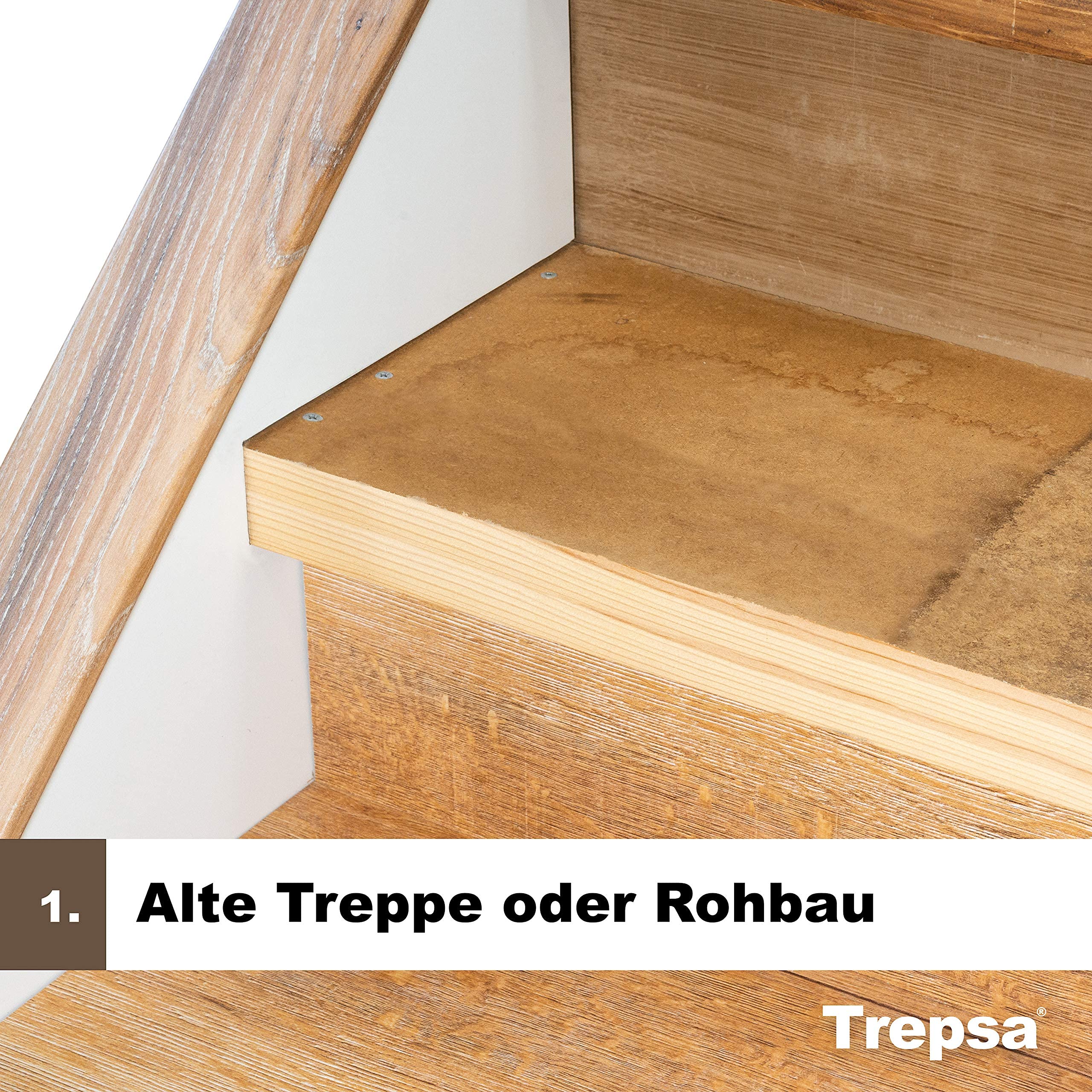 Treppenkantenprofil Profil 1 mit Abschluss-Clip | Aluminium eloxiert (1300 mm, Silber)