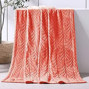 Whale Flotilla Flannel Fleece Throw Blanket for Couch, Soft Fluffy Velvet Sofa Blanket with Decorative Vintage Pattern for All Season, Warm and Lightweight, 50x60 Inch, Coral
