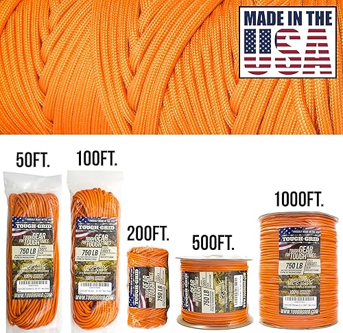 Miniatura 2 de TOUGH-GRID - Cuerda paracaídas de 340 kg, cuerda paracaídas 100% nailon Mil-Spec tipo IV utilizada por el ejército de Estados Unidos, ideal para