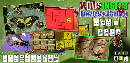 Crianças inseto quebra-cabeças e jogos de memória - diversão educativa para crianças pré-escolares