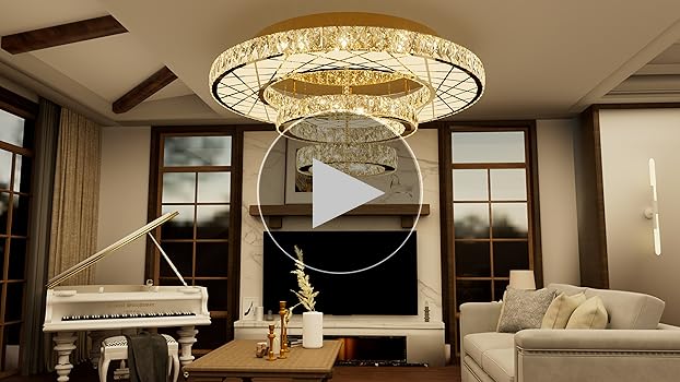 HAIXIANG 40 Inch LED Chandelier, Ceiling Light for Living