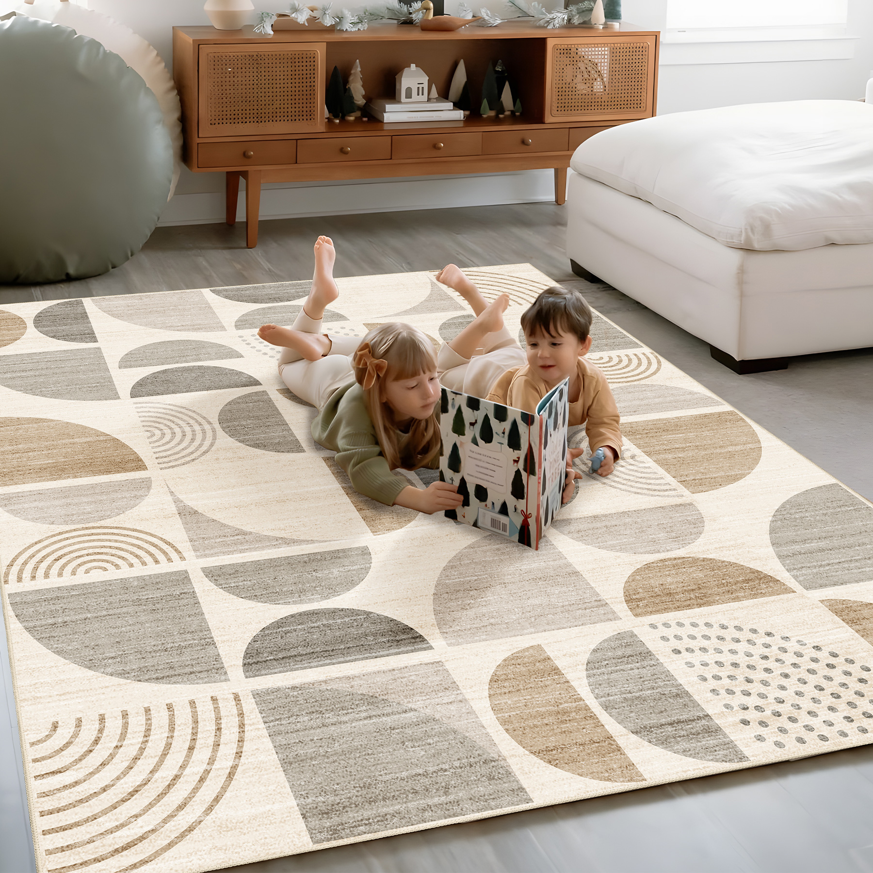 Tapete MUJOO Boho 5x7 pies Lavable Antideslizante miniatura 7