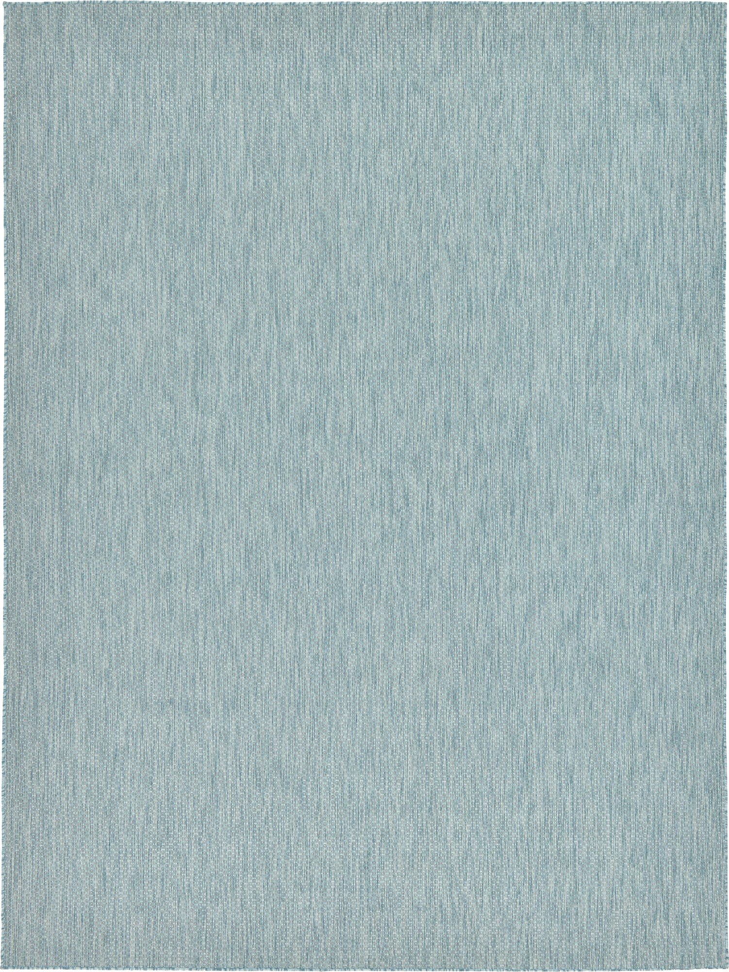 Unique Loom Collection Casual Transitional Solid Heathered Indoor/Outdoor Flatweave Area Rug (9' x 12' Rectangle, Aquamarine/Ivory)