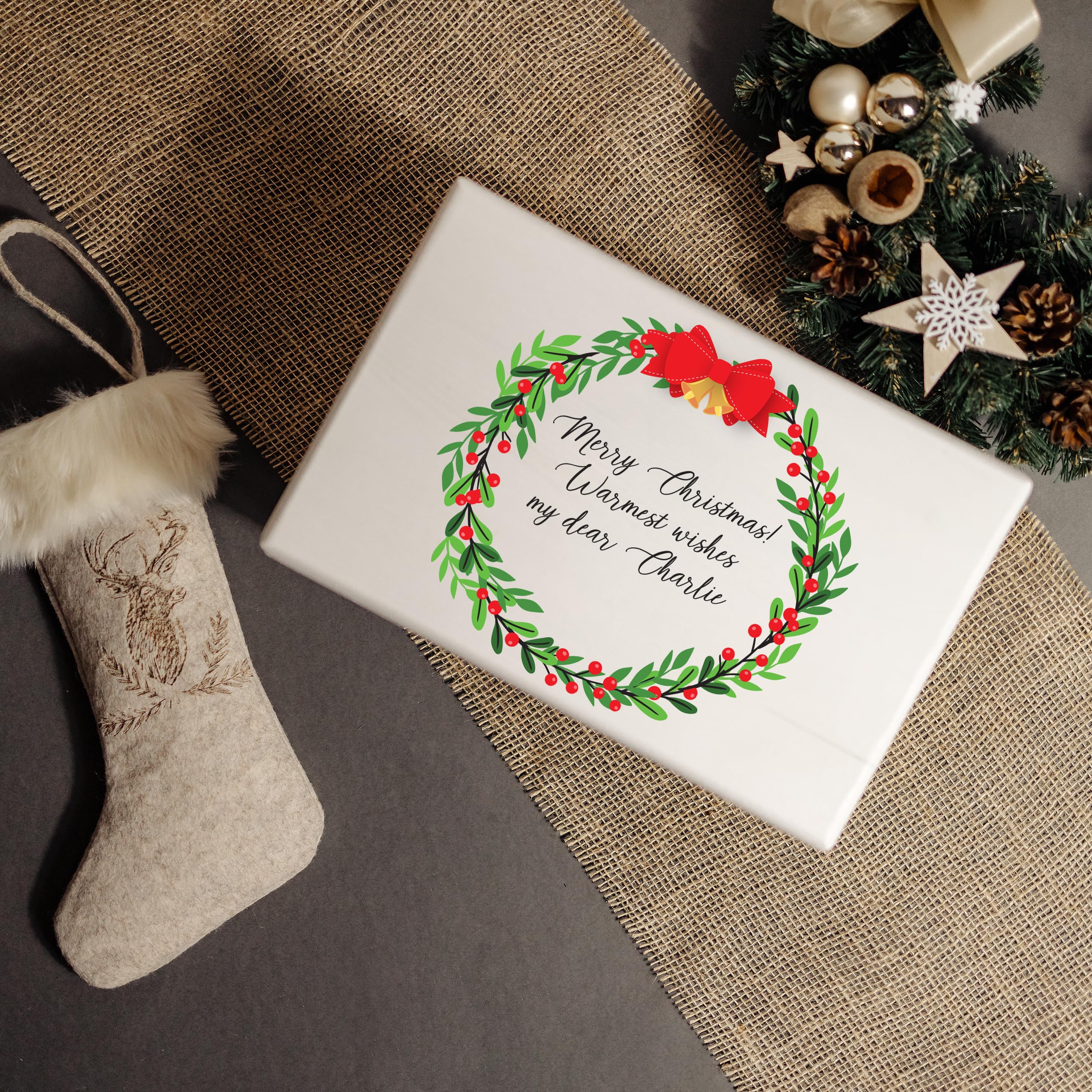 Creative Deco Scatola Regalo di Natale Personalizzata, Ghirlanda di Natale