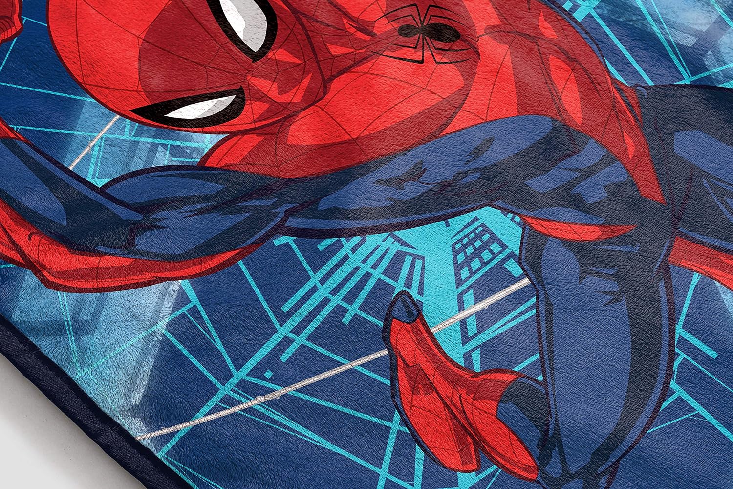 Marvel Spiderman Swing Flannel Sherpa Blanket - Measures 60 x 80 inches, Kids Bedding - Fade Resistant Super Soft - (Official Marvel Product)