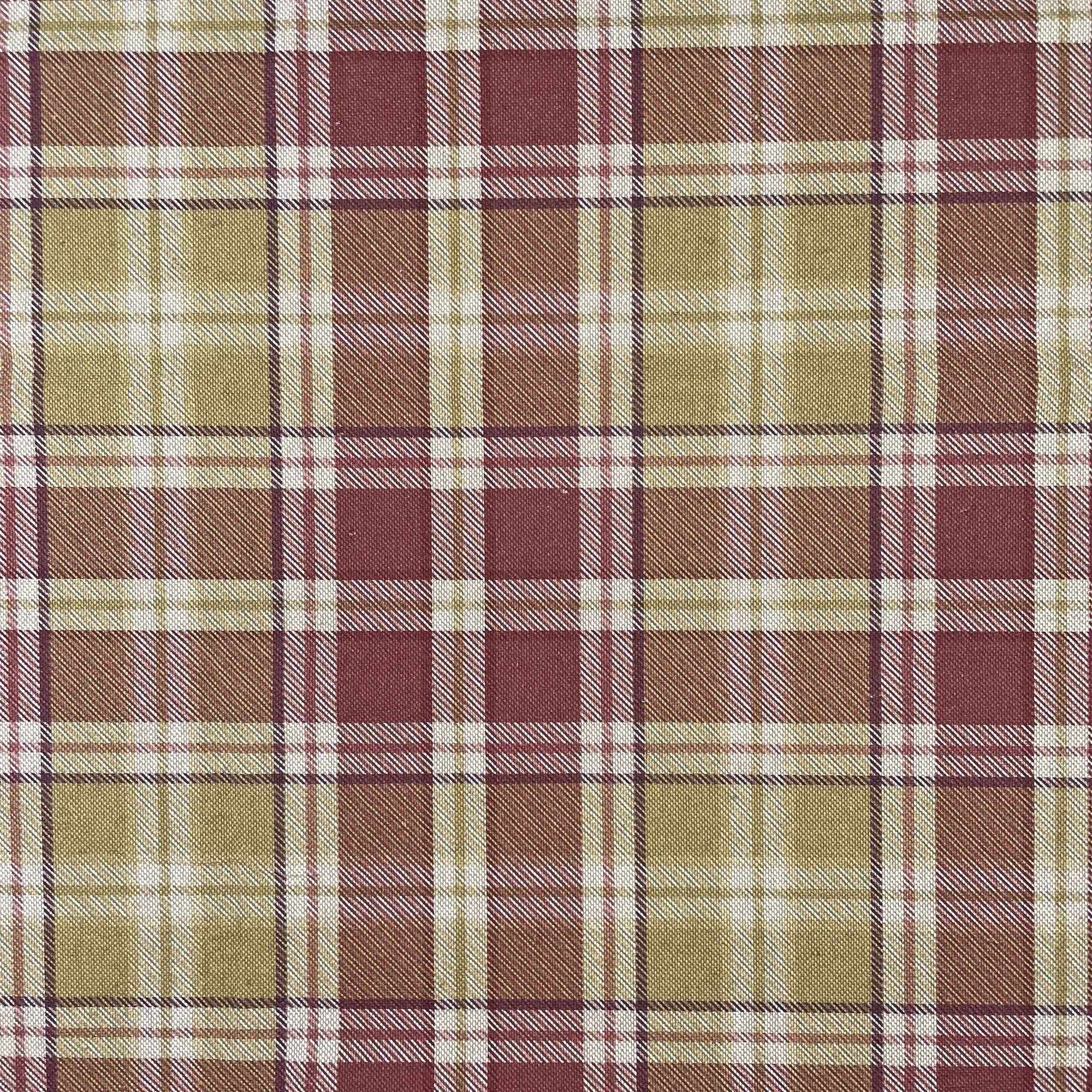 Highland Tartan Checked Cotton Rich Linen Fabric for Curtain Blinds Craft Bags Sewing Quilting Patchwork & Upholstery | 55" - 140 cm Wide (Per Metre, Heather)