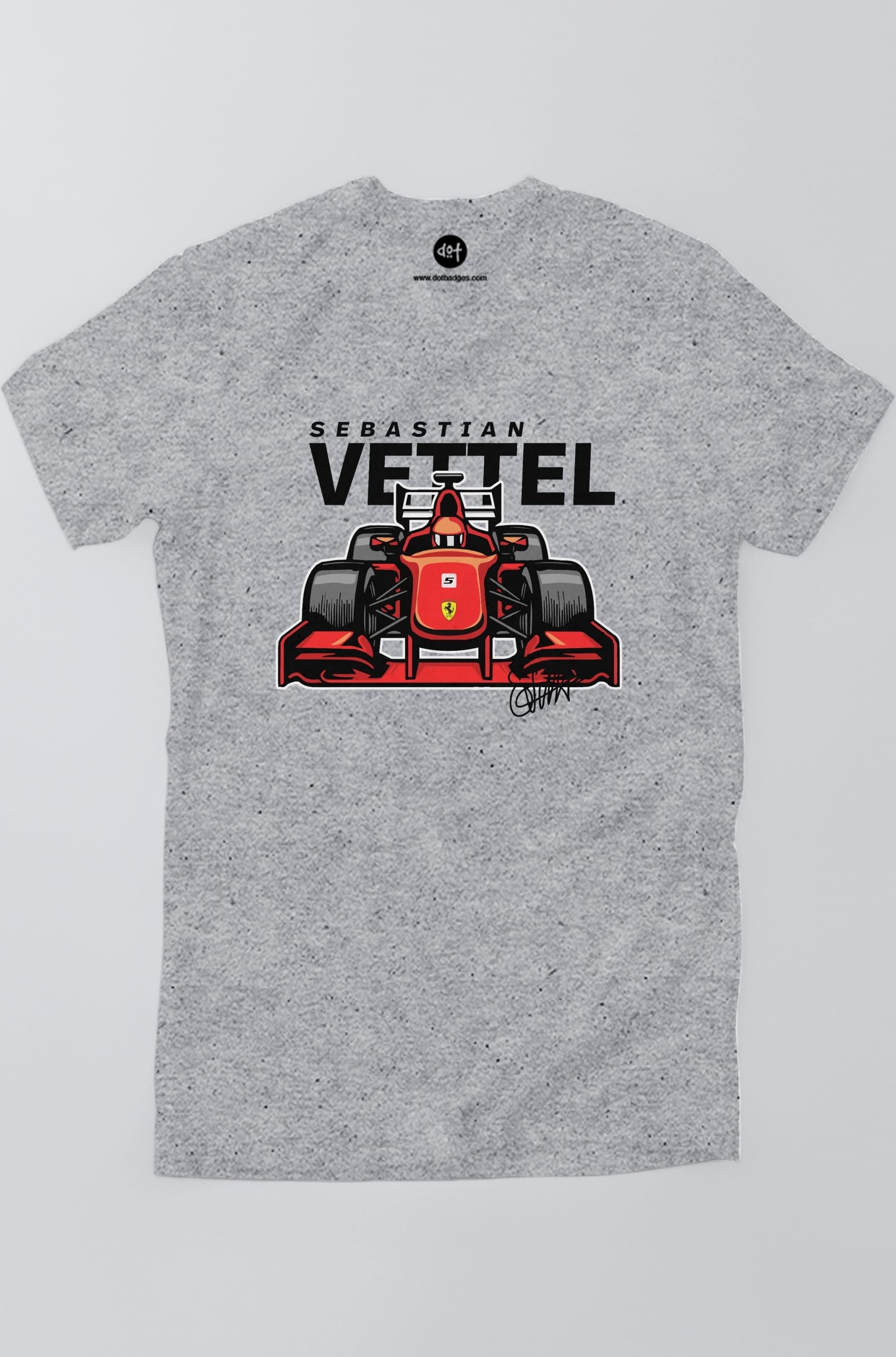 Dot Badges Sebastian Vettel Car Formula One F1 - Grey - for Casual Motorsport Branded Street wear for Men and Women T-Shirt Clothing Merchandise