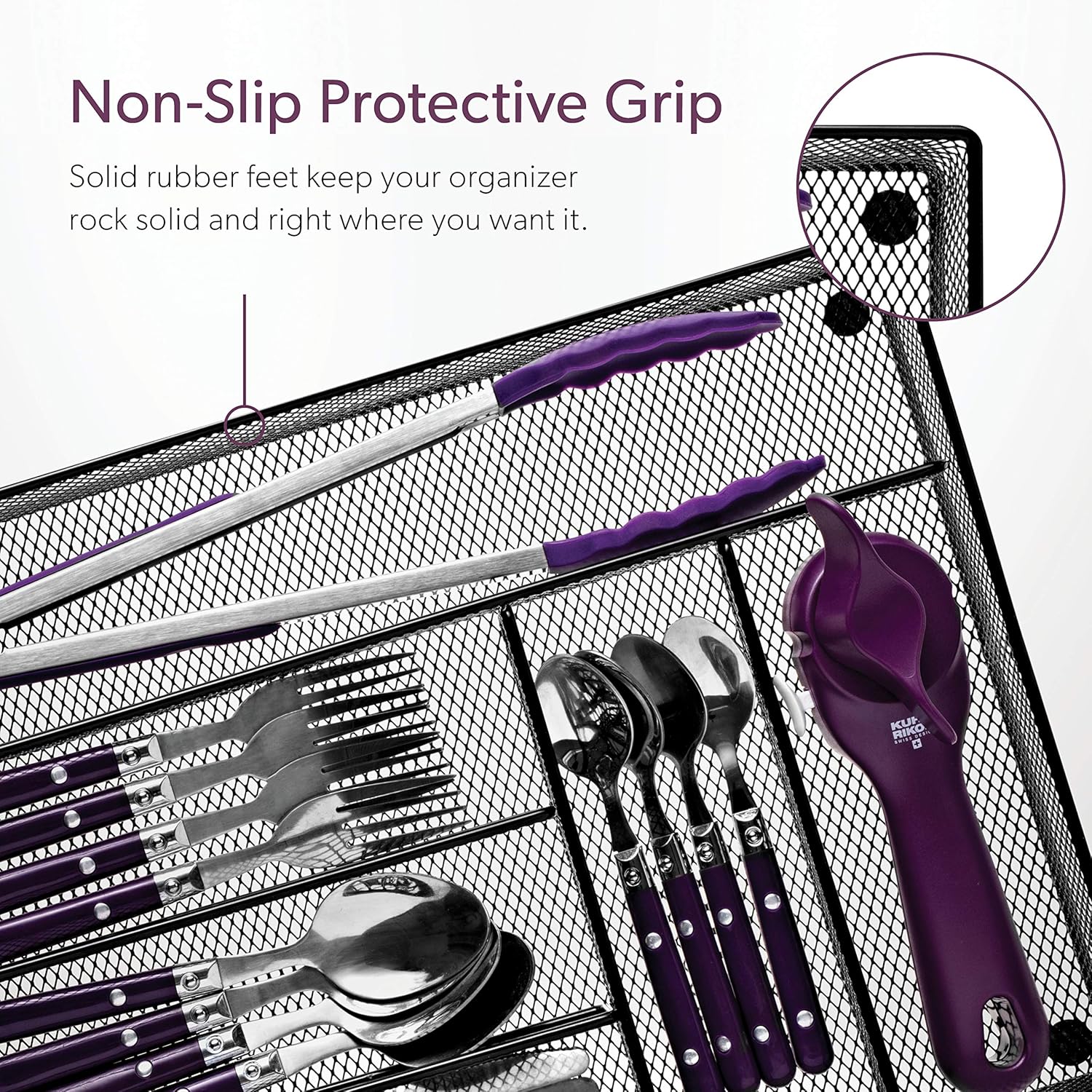 Mindspace Cutlery Tray, 6 Compartments | Kitchen Utensil Silverware Tray | Flatware Drawer Organizer | The Mesh Collection, Black