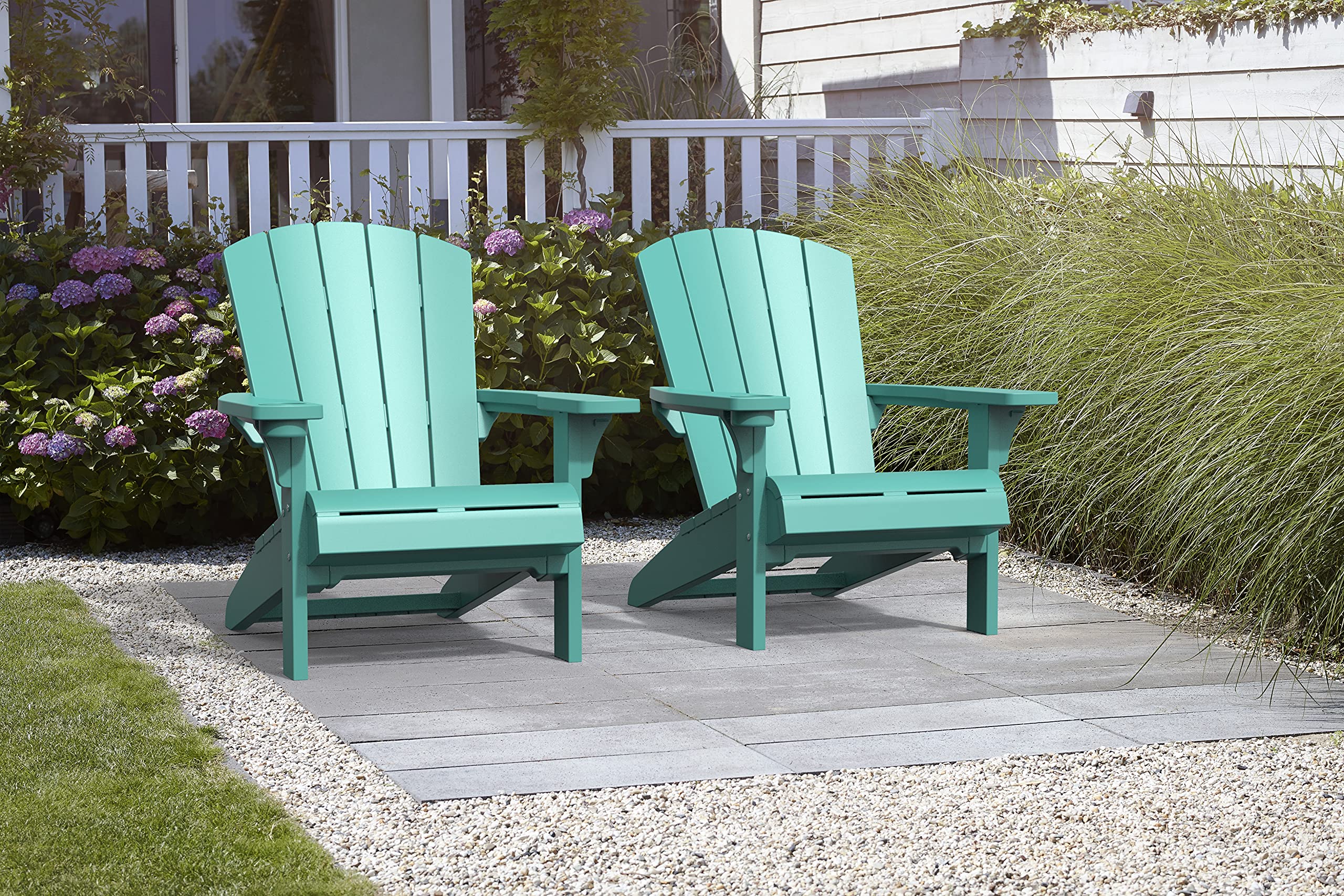 Keter 2 Pack Alpine Adirondack Resin Outdoor Furniture Patio Chairs