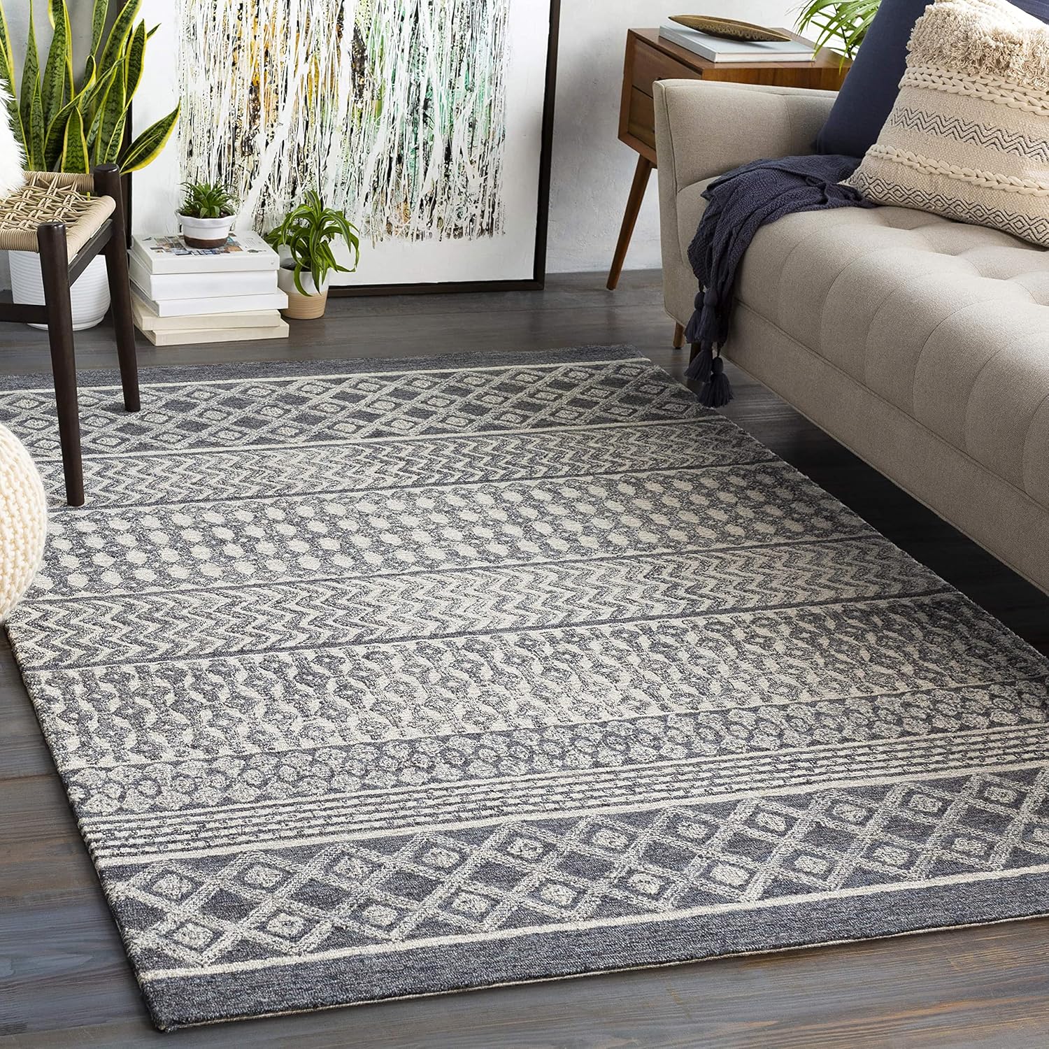 Mark&Day Wool Rugs, 10x14 Sun Global Charcoal Area Rug