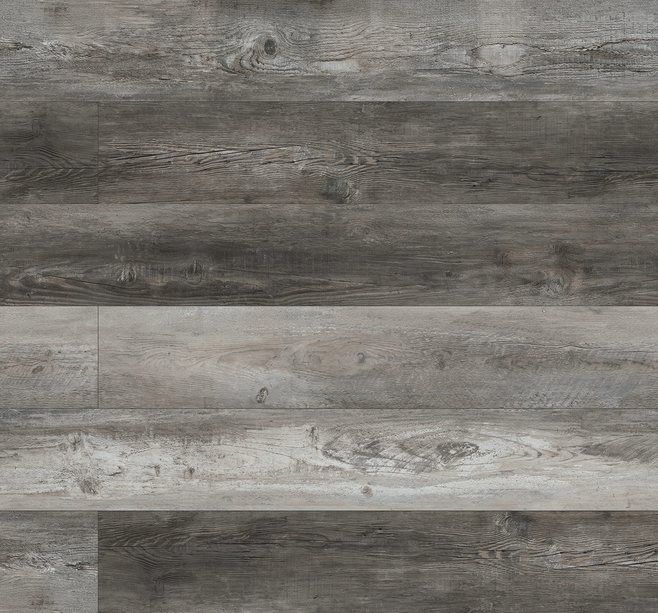 McKenna 7 in. x 48 in. Luxury Vinyl Flooring, Rigid Core Planks, LVT Tile, Waterproof LVT, Wood Grain Finish, Digby Gray-Dark, 12 MIL Wear Layer, 5 mm Thick, 23.77 sq.ft/Case