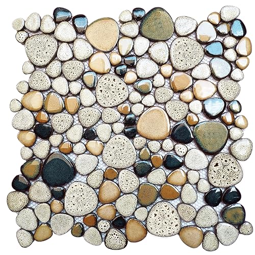 Parrotile Pebble Shower Floor Tile Bathroom Beige Wall Backsplash Mosaic