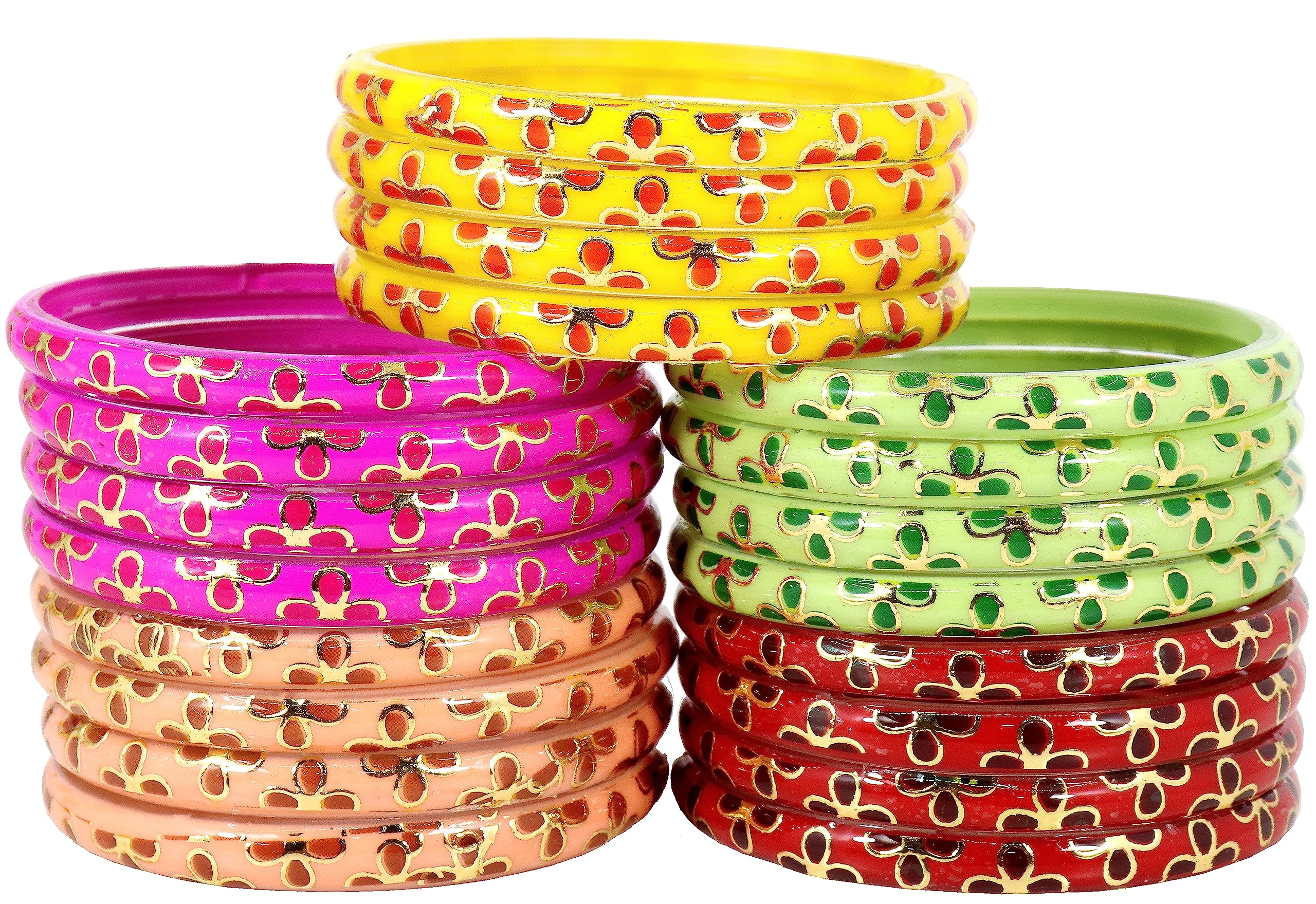 NMII Glass with Flower Printed Design Glossy Finished Multicolor Kada Set For Girls and Women- (MR5-Purnima-2.4), Pack of 20 Multicolor Kada (B0C9Y53RVH) Amazon Price History, Amazon Price Tracker