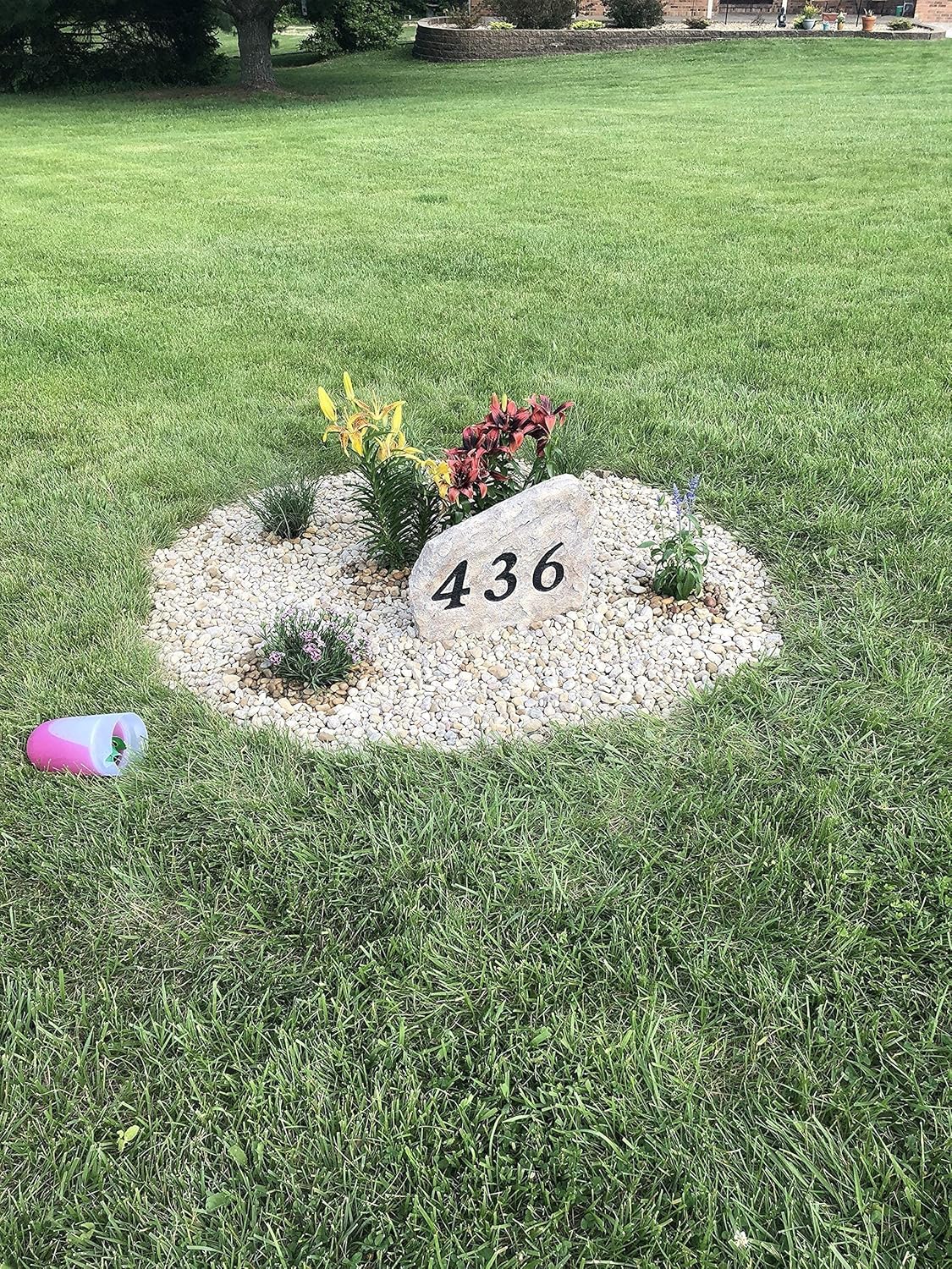 Front Yard Sign - address plate with 2 spikes - artificial stone style - 18 x 20 x 2 inches