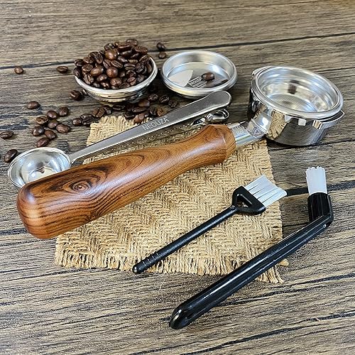 Miniatura 6 de Portafiltro sin fondo de 2.283 in para máquina de café expreso compatible con GAGGIA Classic Pro 304 de acero inoxidable, dos orejas, cesta de