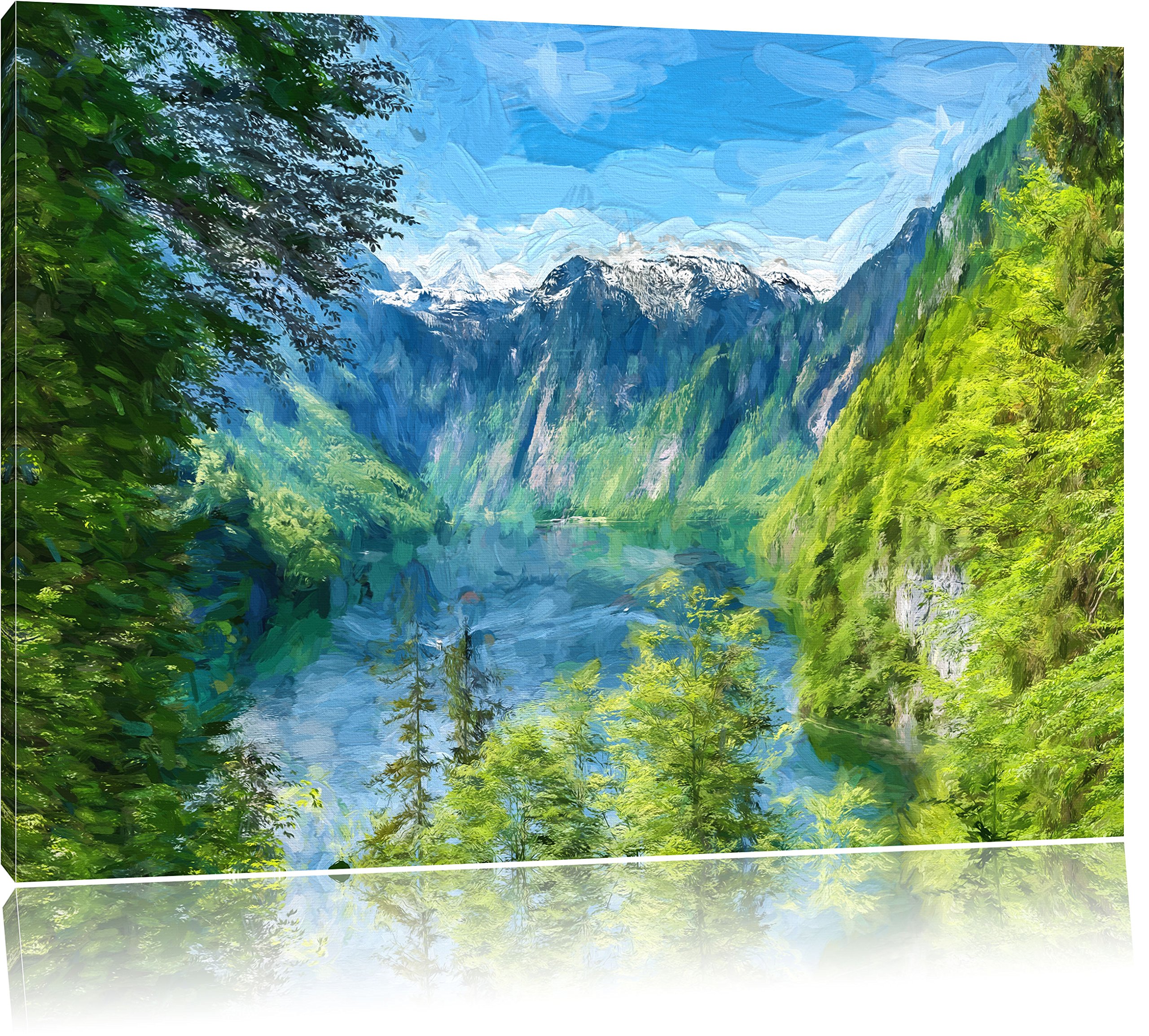 Stampa Su Tela 'Vista Sul Lago Königssee' - Quadro Murale 80x60 Cm Per Arredare Casa - 3